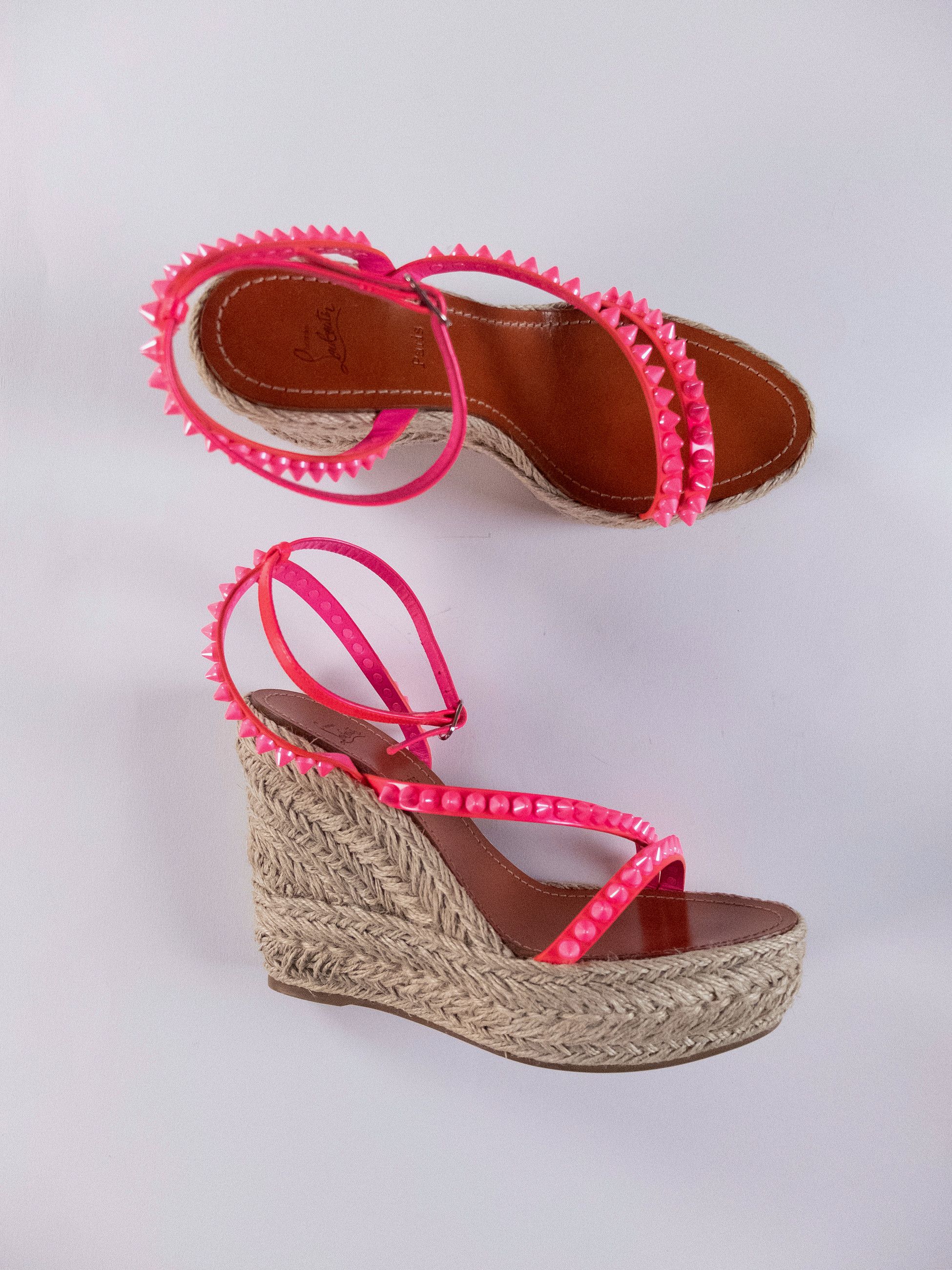 Christian Louboutin CHRISTIAN LOUBOUTIN Mafaldina Spikes pink espadrille sandals Size US 10 / IT 40 - 4 Thumbnail