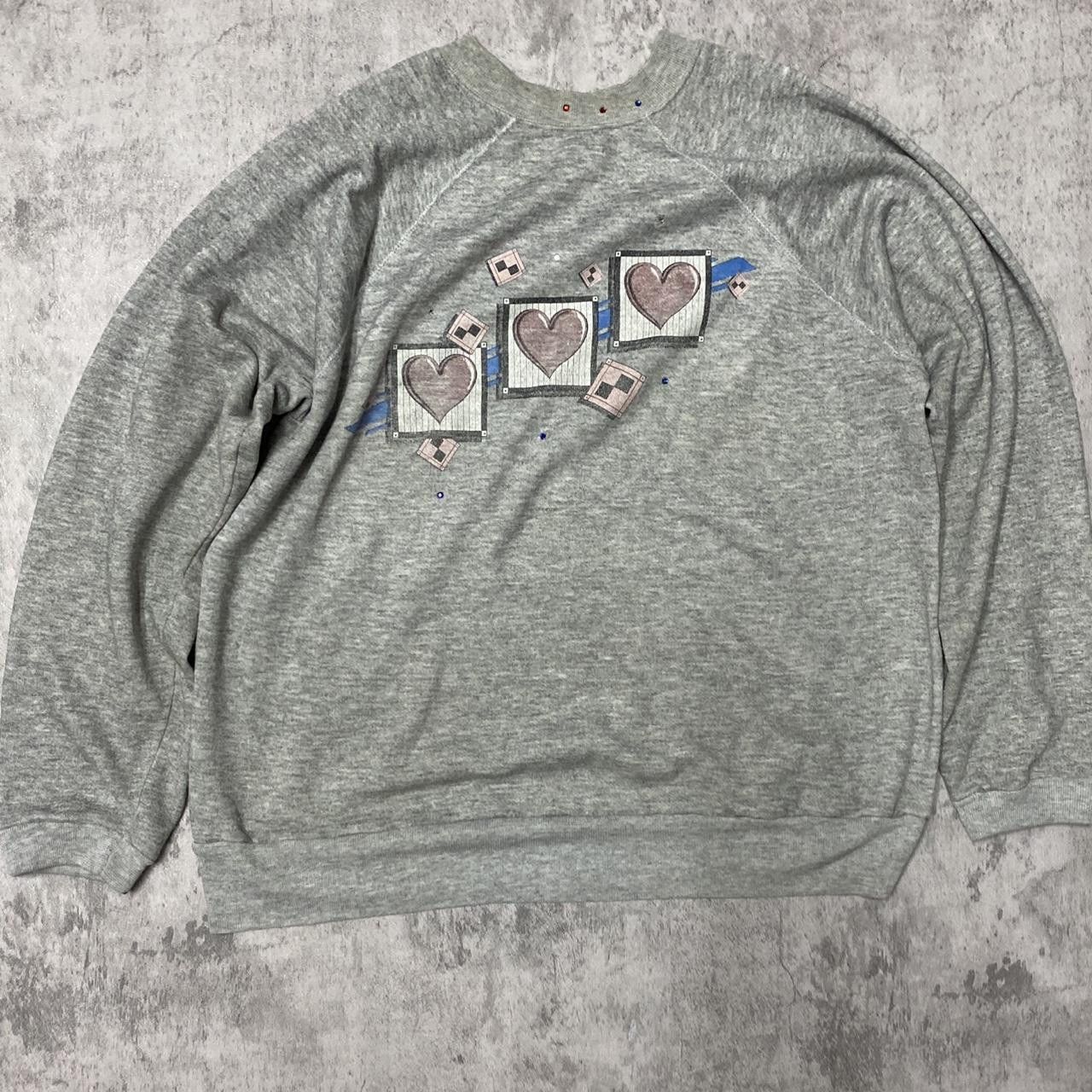 Other Grey vintage 80s heart playing cards sweatshirt Size US S / EU 44-46 / 1 - 1 Thumbnail