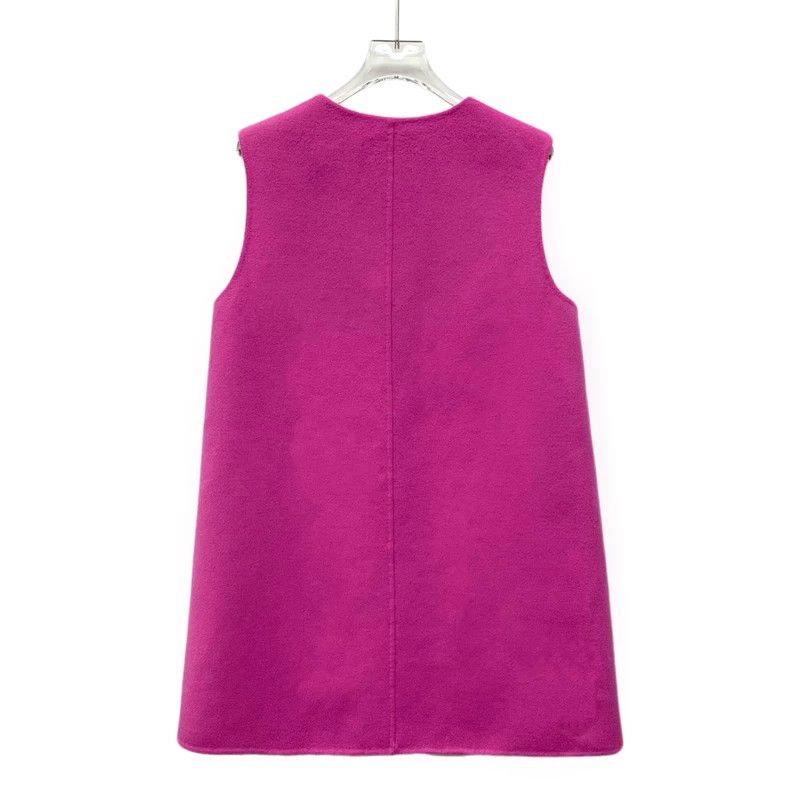 Fendi FENDI Pink Fur Pocket Wool V-Neck Sleeveless Vest Jacket X Size 4XL / US 24-26 - 2 Thumbnail