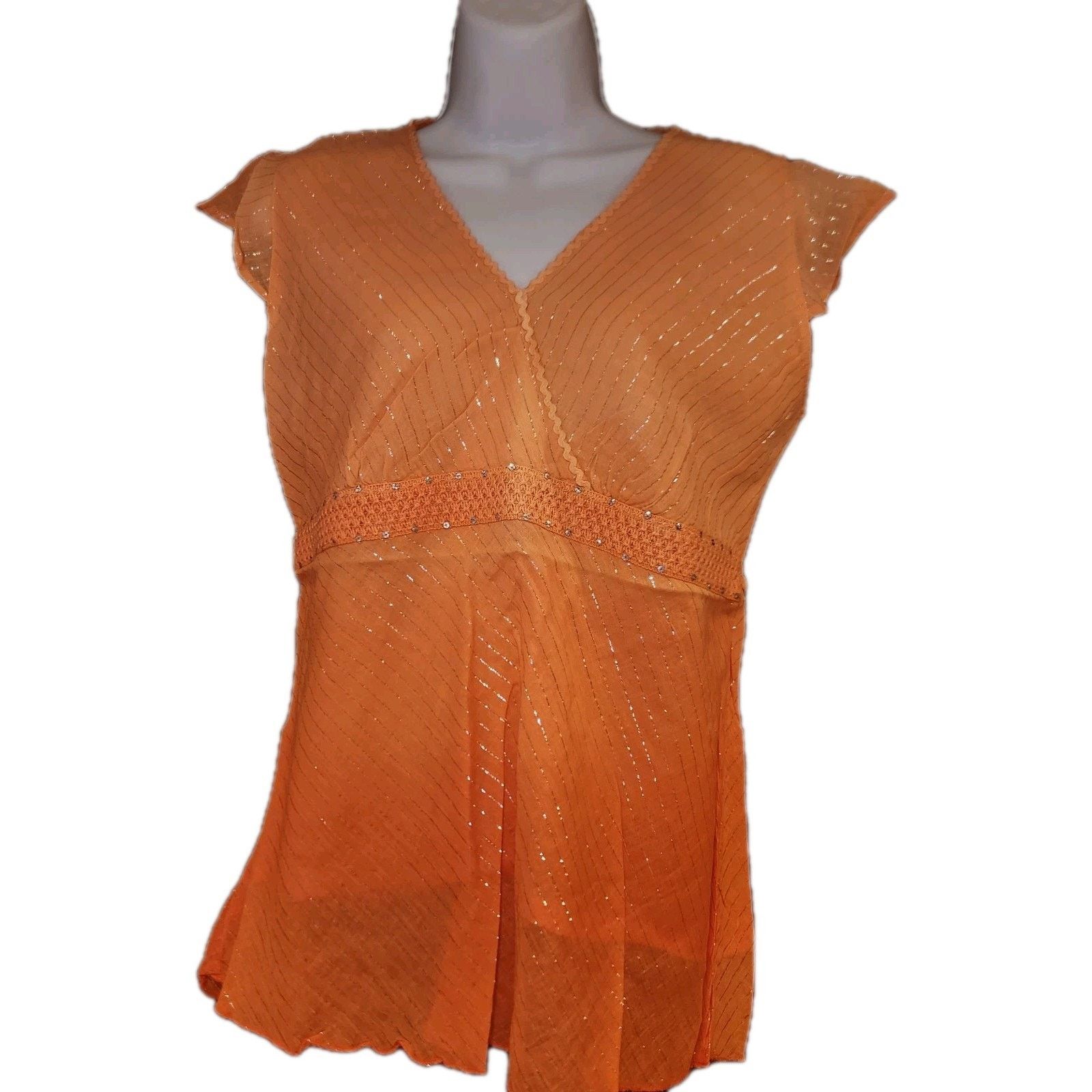 Other Nwt Molato Orange Ombre Summer Vneck Top Silver Stripes Sz S Size S / US 4 / IT 40 - 1 Thumbnail