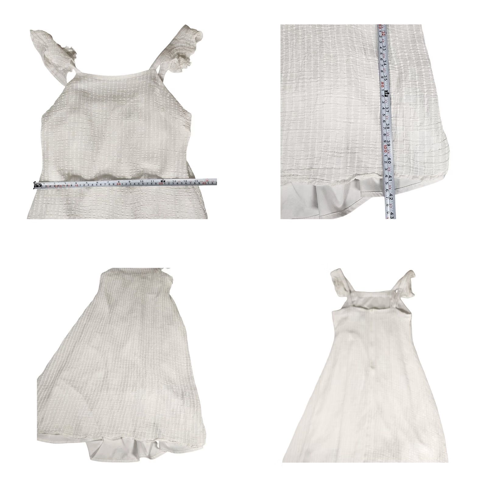 Vintage Versona White Textured Ruffle Strap Midi Dress Womens Size Medium Square Neck Dress A-Line Sundress Sleeveless Summer Casual Travel Women M White Size M / US 6-8 / IT 42-44 - 8 Thumbnail