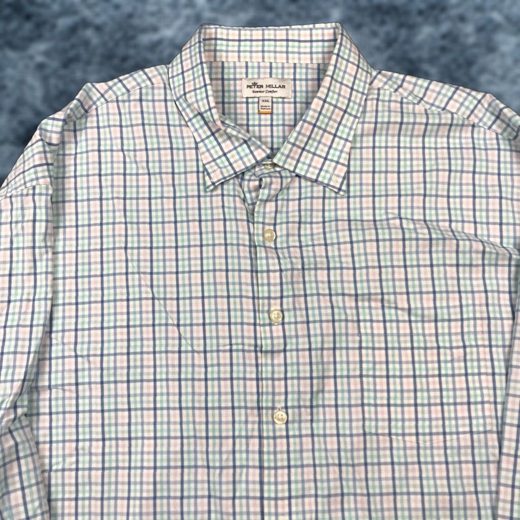 Peter Millar Peter Millar Shirt Mens 2XL Pastel Applecrest Tattersall Summer Comfort Casual Shirt Size US XXL / EU 58 / 5 - 1 Thumbnail