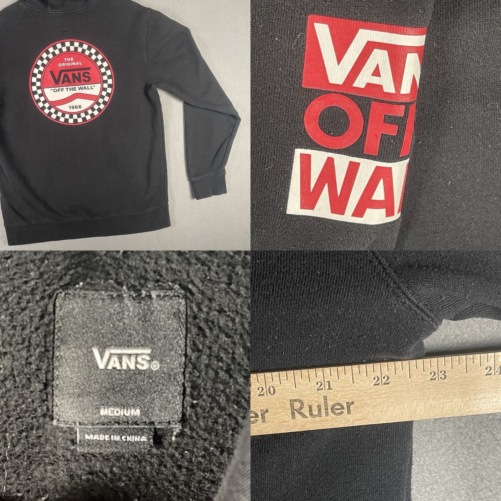 Vans VANS Off The Wall Pullover Hoodie Sweatshirt Black Checkered Logo Size Medium Unisex Adults Hoodie Size US M / EU 48-50 / 2 - 8 Thumbnail