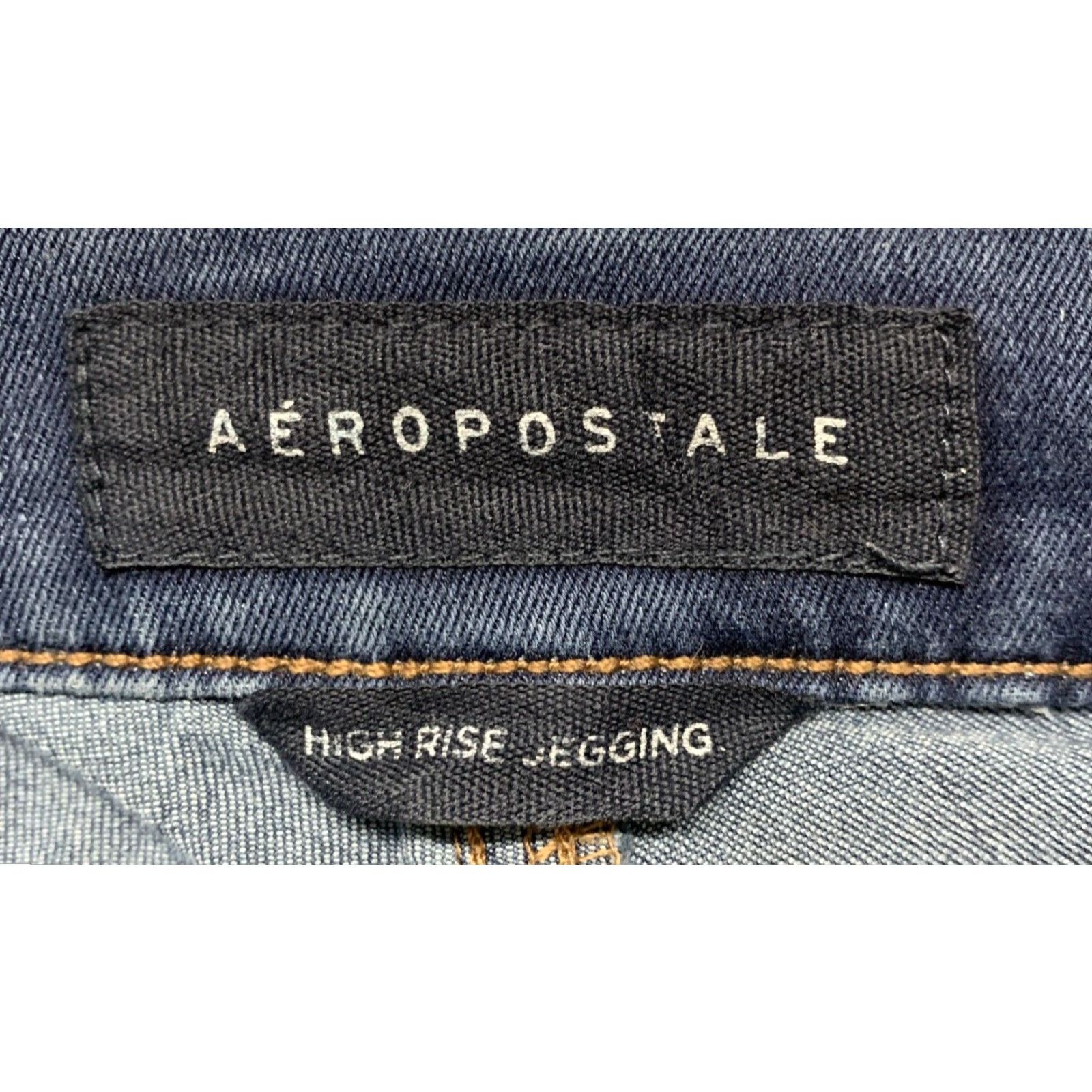 Vintage Aéropostale Women's Jeans Long Blue High Rise Dark Wash Skinny Stretch Jegging Size 4 Size 27" / US 4 / IT 40 - 7 Thumbnail