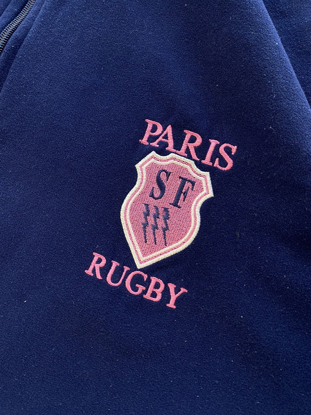 Adidas × Vintage OOs Adidas Paris Rugby Staid Francais Zip Up Fleece Jacket Size US XL / EU 56 / 4 - 4 Thumbnail