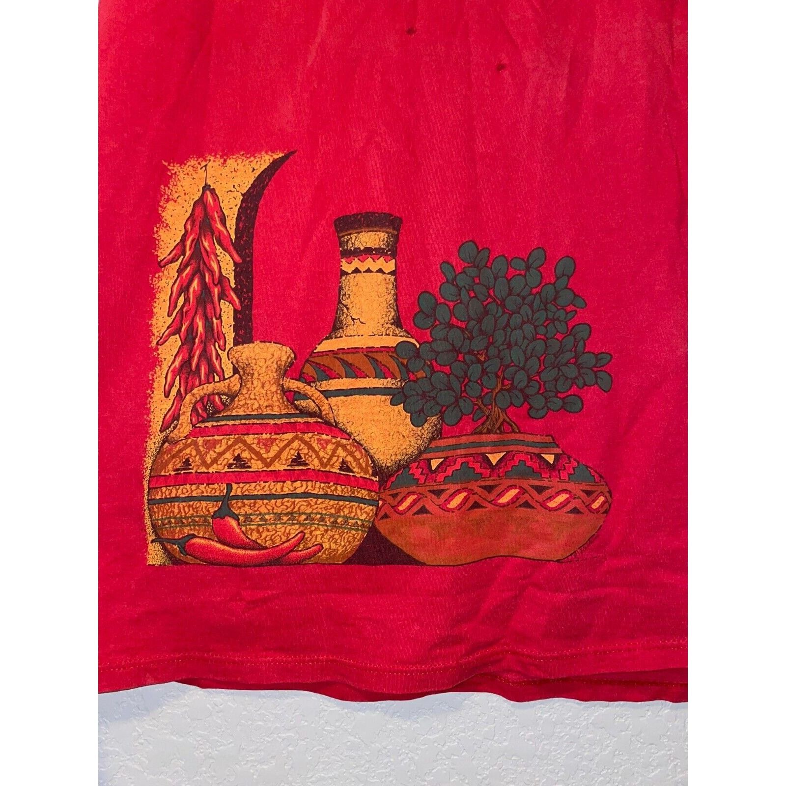 Jerzees Vintage Native Sleeper Shirt Mexican Art Vase Pots Tee 90s Size US XL / EU 56 / 4 - 2 Thumbnail
