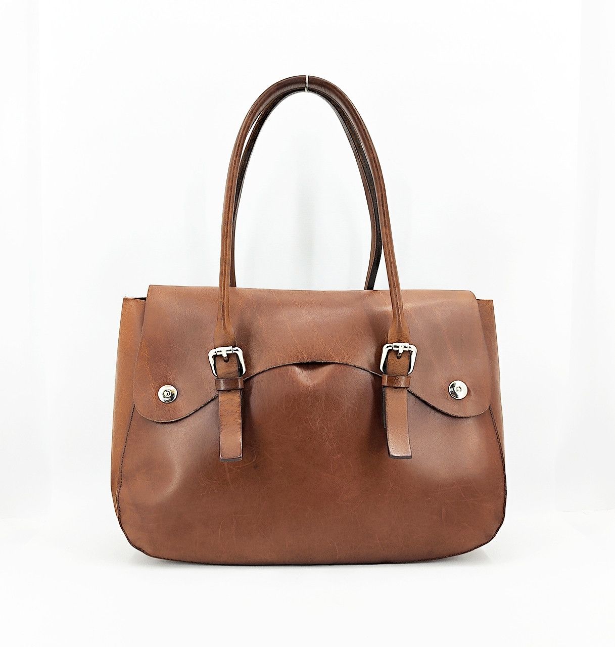 M0851 Matador Signature Full Leather Tote Bag Shaped Flap in Brown, Men's