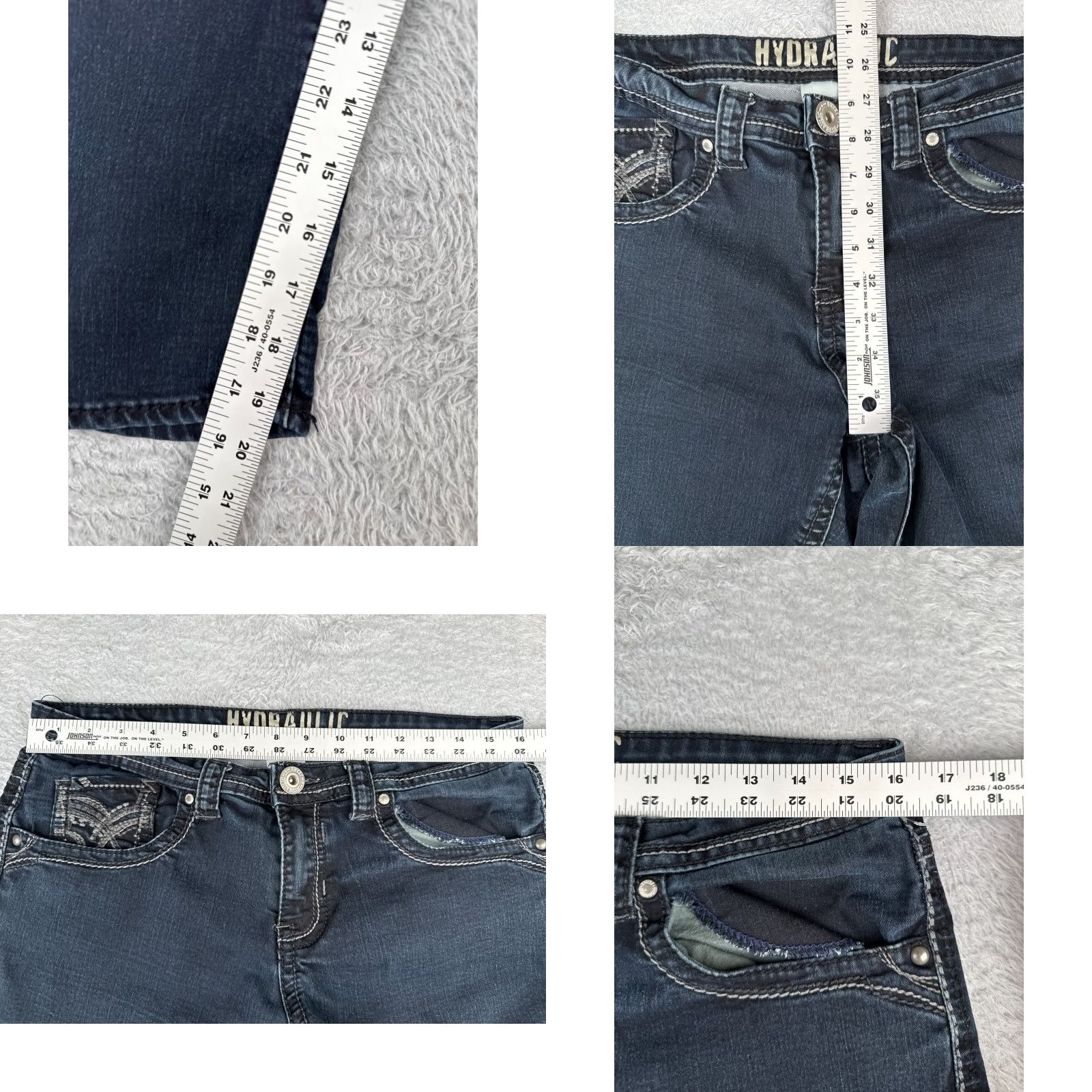 Vintage HYDRAULIC Women’s Capri Jeans 32 Blue Denim Mid Rise Dark Wash Cotton Blend 20 Inseam Regular Fit Size 24" / US 00 / IT 34 - 8 Thumbnail