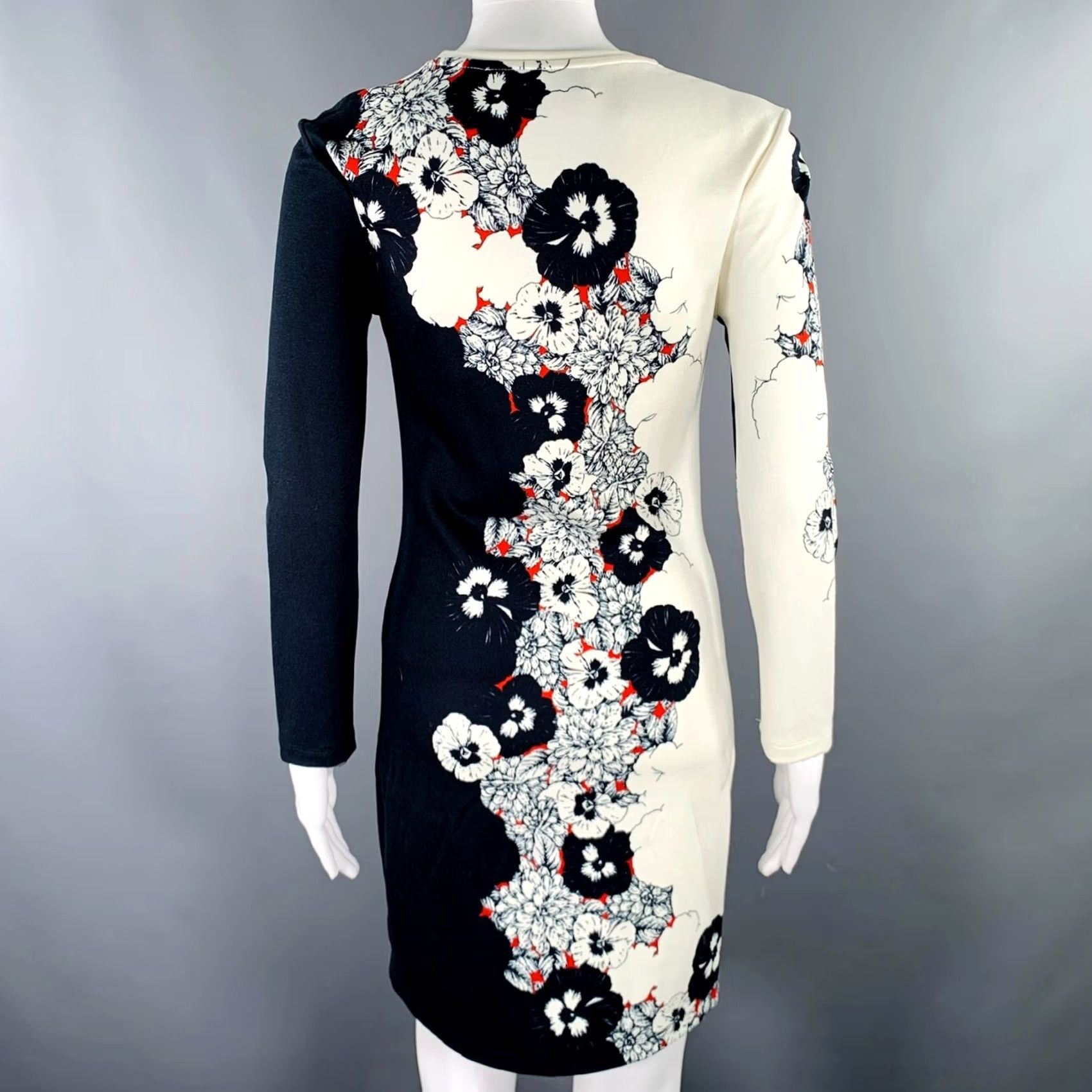 Prabal Gurung PRABAL GURUNG Size S Navy Cream Floral Sheath Cocktail Dress Womens Size S / US 4 / IT 40 - 3 Thumbnail