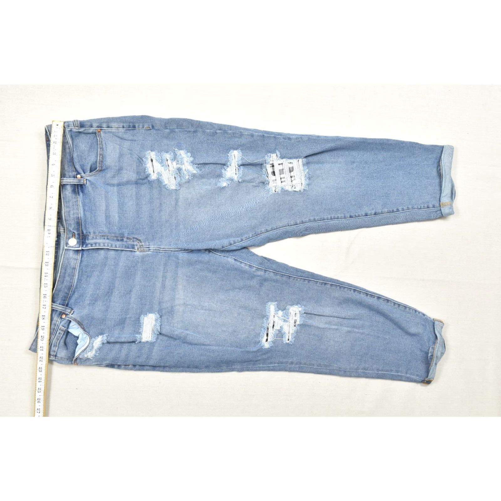Vintage Lane Bryant Jeans Size 22 Signature Fit Mid-Rise Boyfriend Distressed Light Wash Denim Blue 5-Pocket Distressed Regular Plus Women Mens Size 40" / US 18 - 3 Thumbnail