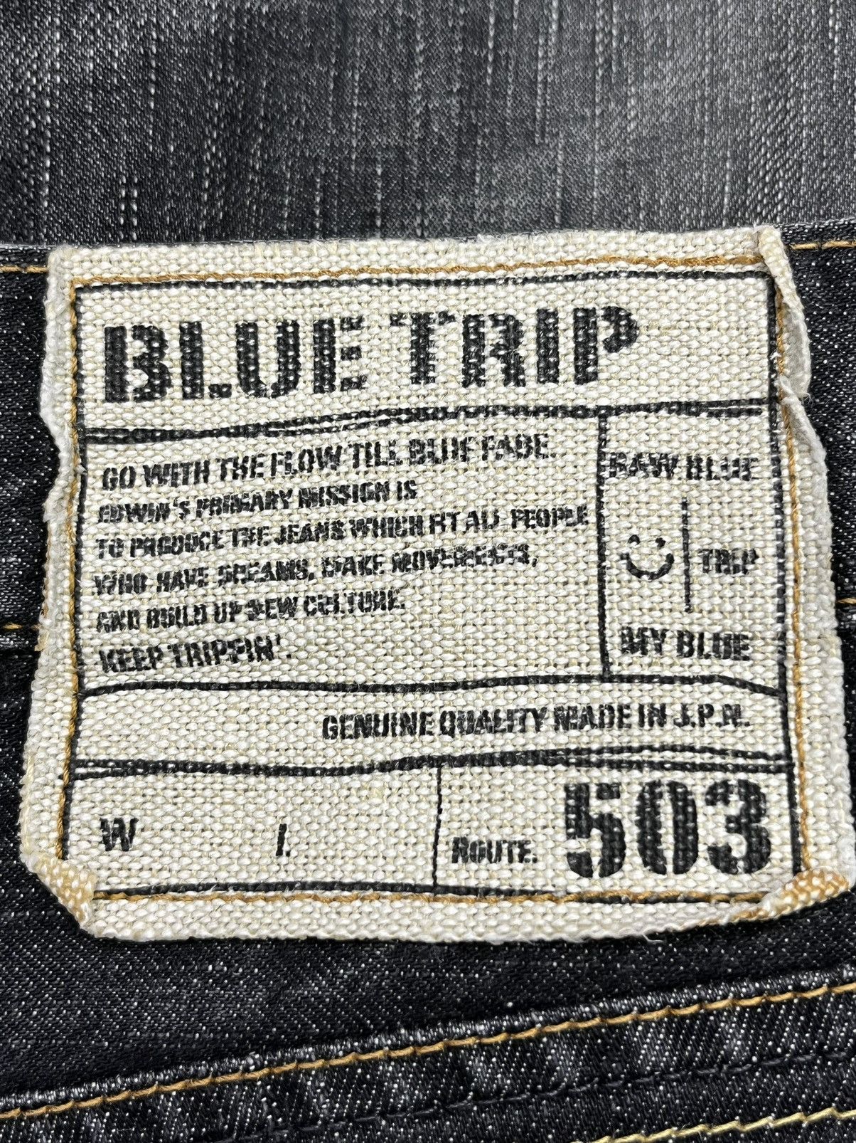 Edwin × Japanese Brand × Vintage FYE FLARE💥EDWIN BLUE TRIP Distressed Black MADE IN JAPAN💥 Size US 34 / EU 50 - 11 Thumbnail