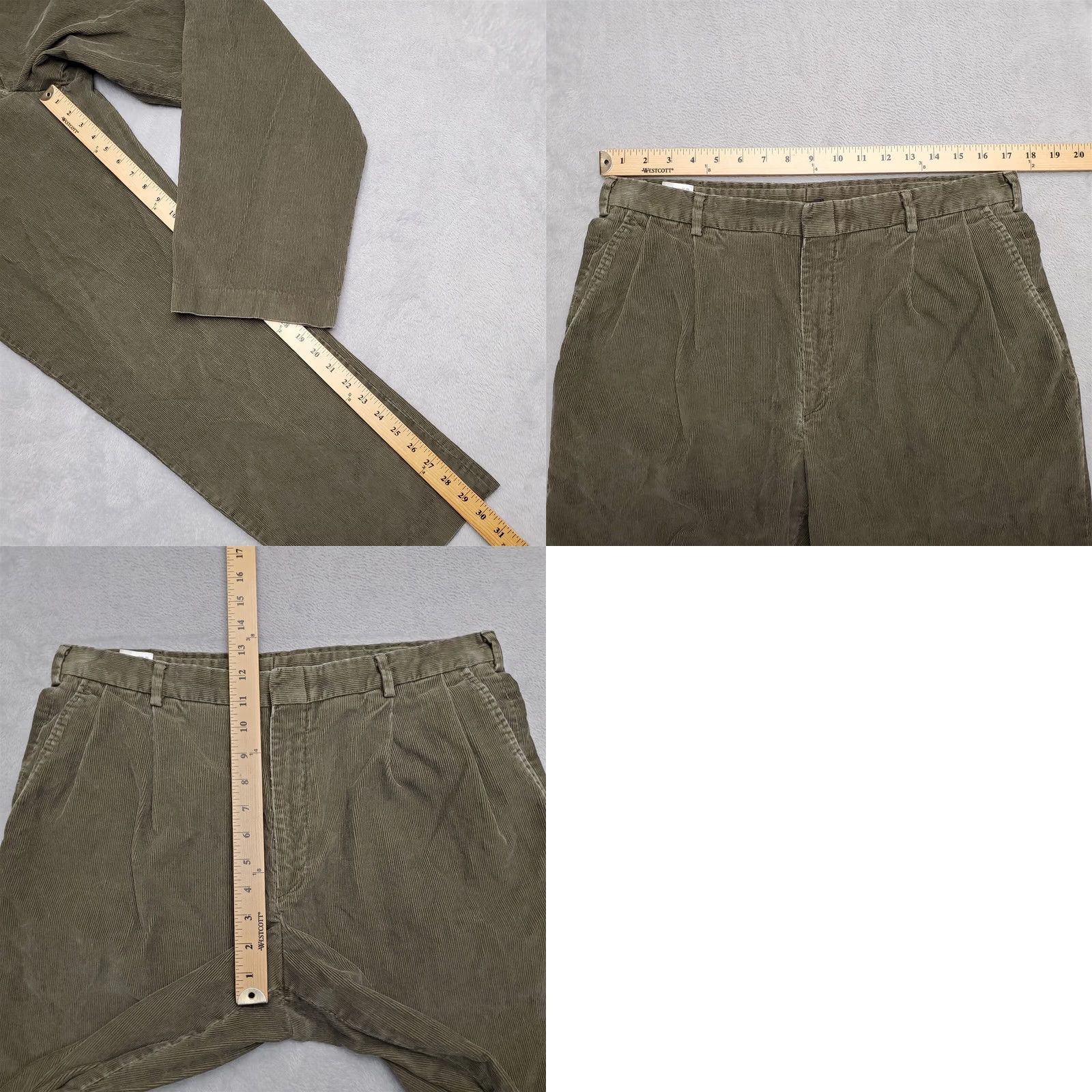 Lands' End Lands' End Pants Womens 35x30 Green Corduroy Pleated Tapered 70s Retro Casual Chino Straight Front Vintage Girls Womens Size 24" / US 00 / IT 34 - 8 Thumbnail