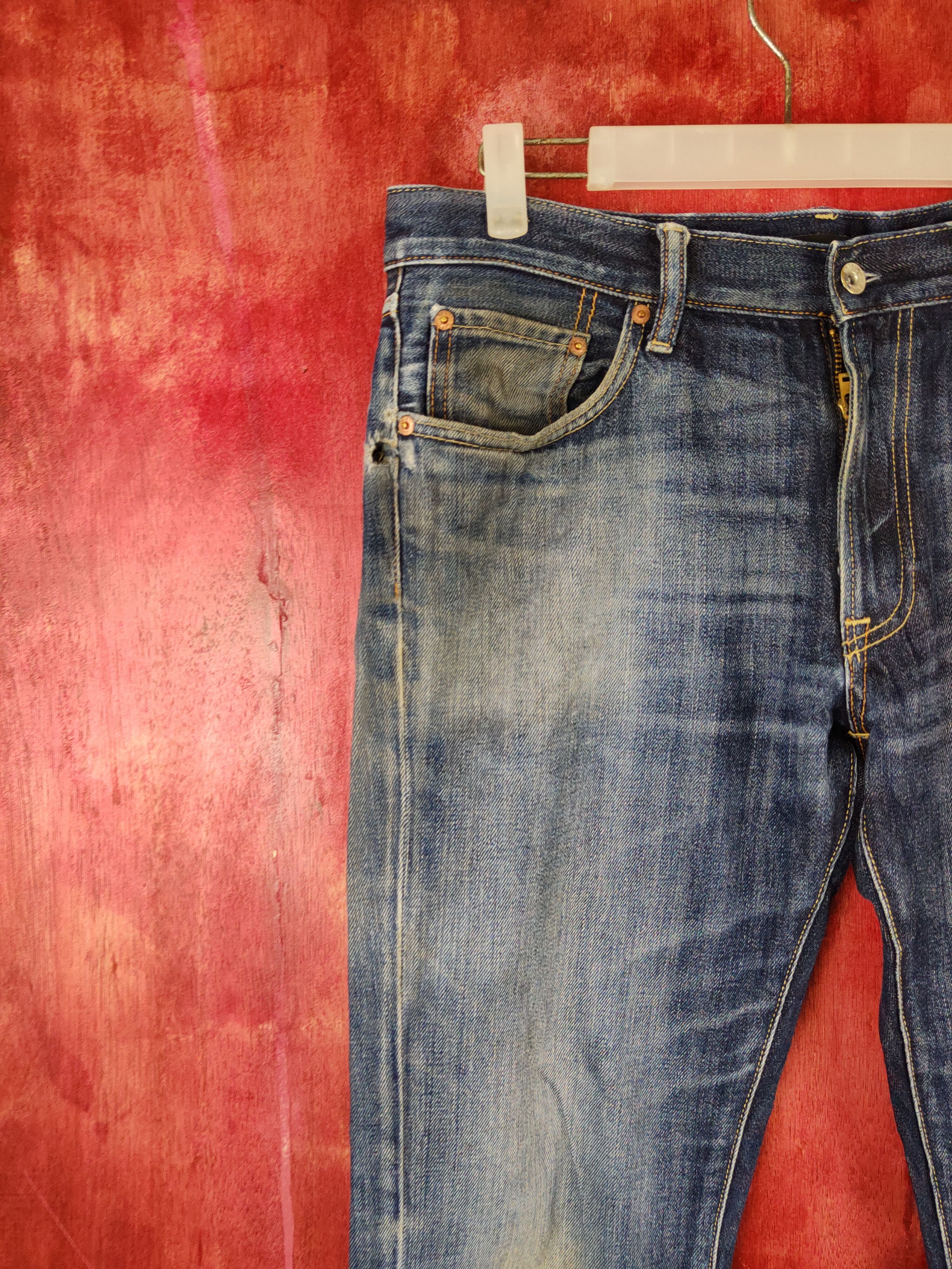 Japanese Brand Uniqlo Dark Blue Distressed Ripped Jeans #S1673 Size US 32 / EU 48 - 4 Thumbnail