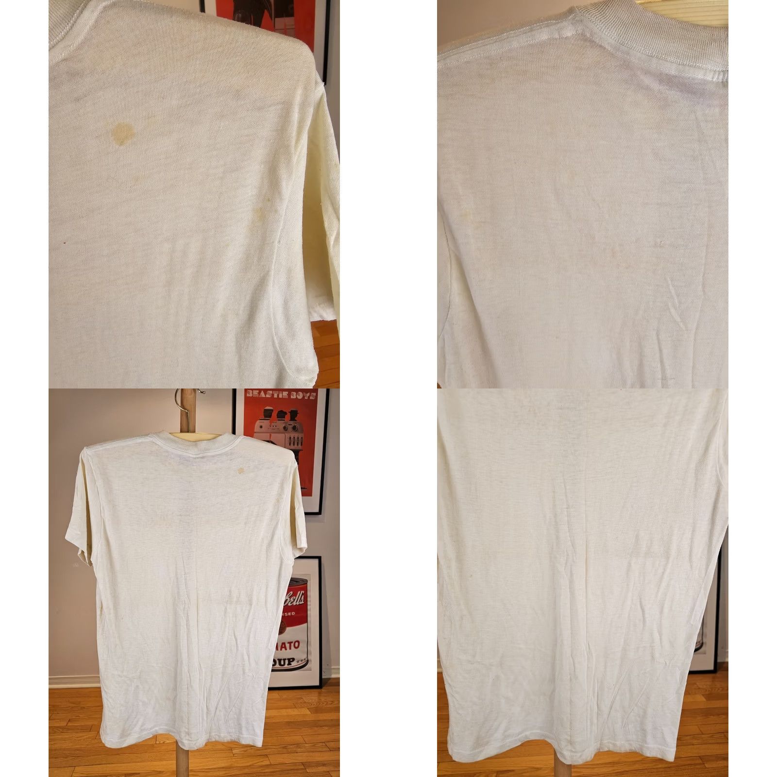 Vintage VINTAGE GRANTS WHITE T-SHIRT L Mens Short Sleeve Round Neck Cotton Logo Trashed Distressed 70's 70s LP Size US L / EU 52-54 / 3 - 8 Thumbnail