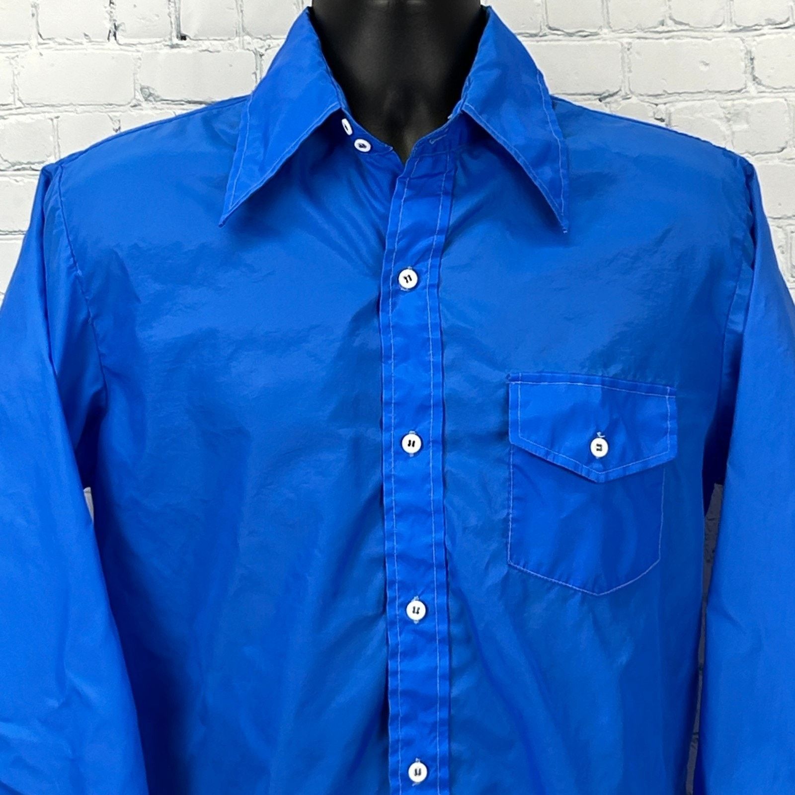 Vintage Vintage 70s Skyr Button Front Shirt Jacket Blue Disco M Size US M / EU 48-50 / 2 - 1 Thumbnail