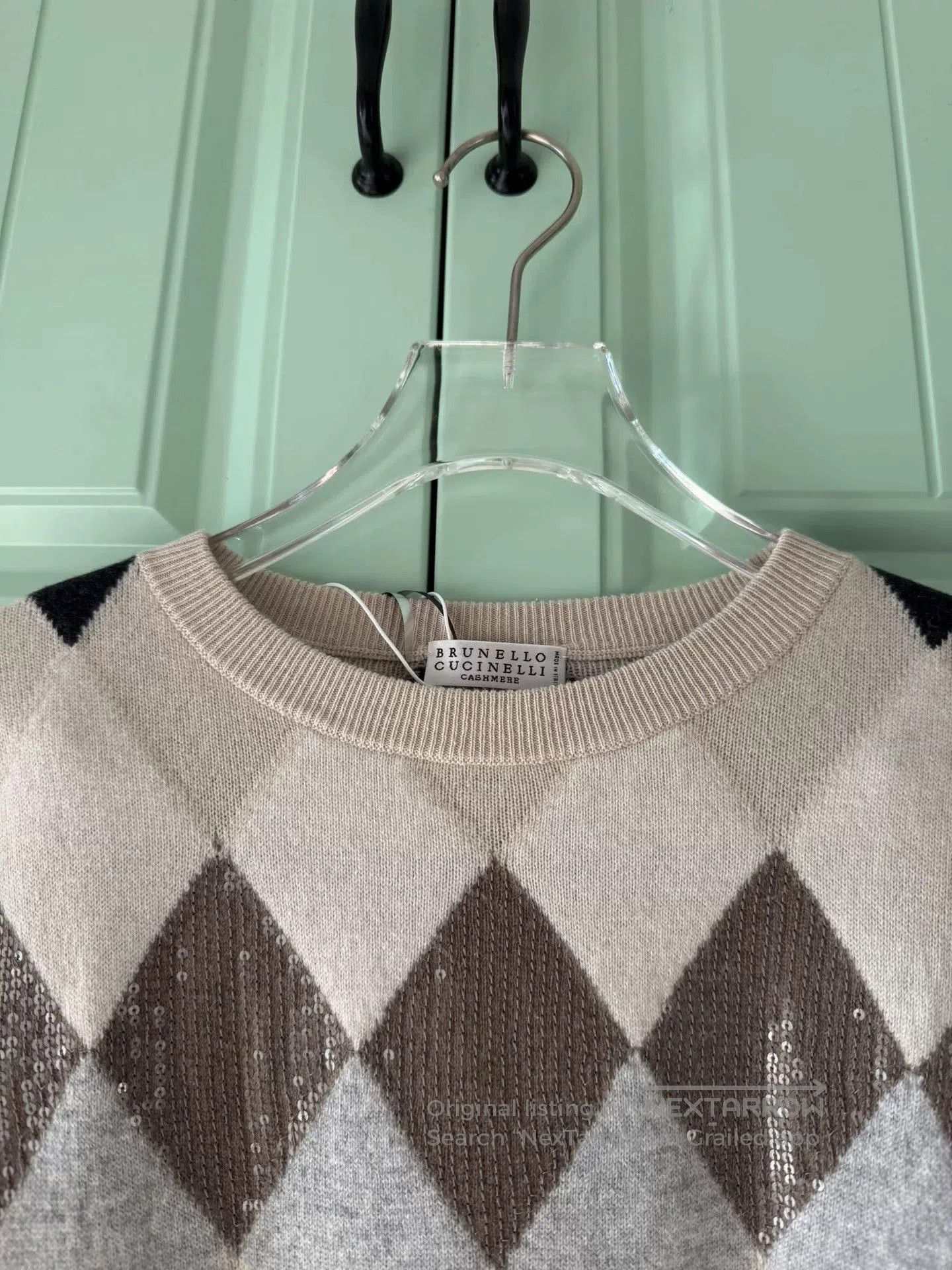 Brunello Cucinelli Brunello Cucinelli Argyle Cashmere Wool Sweater. Size XS / US 0-2 / IT 36-38 - 6 Thumbnail