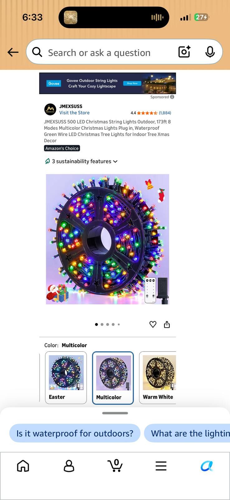 Other JMEXSUSS 500 LED Christmas String Lights Outdoor Waterproo Size ONE SIZE - 1 Preview