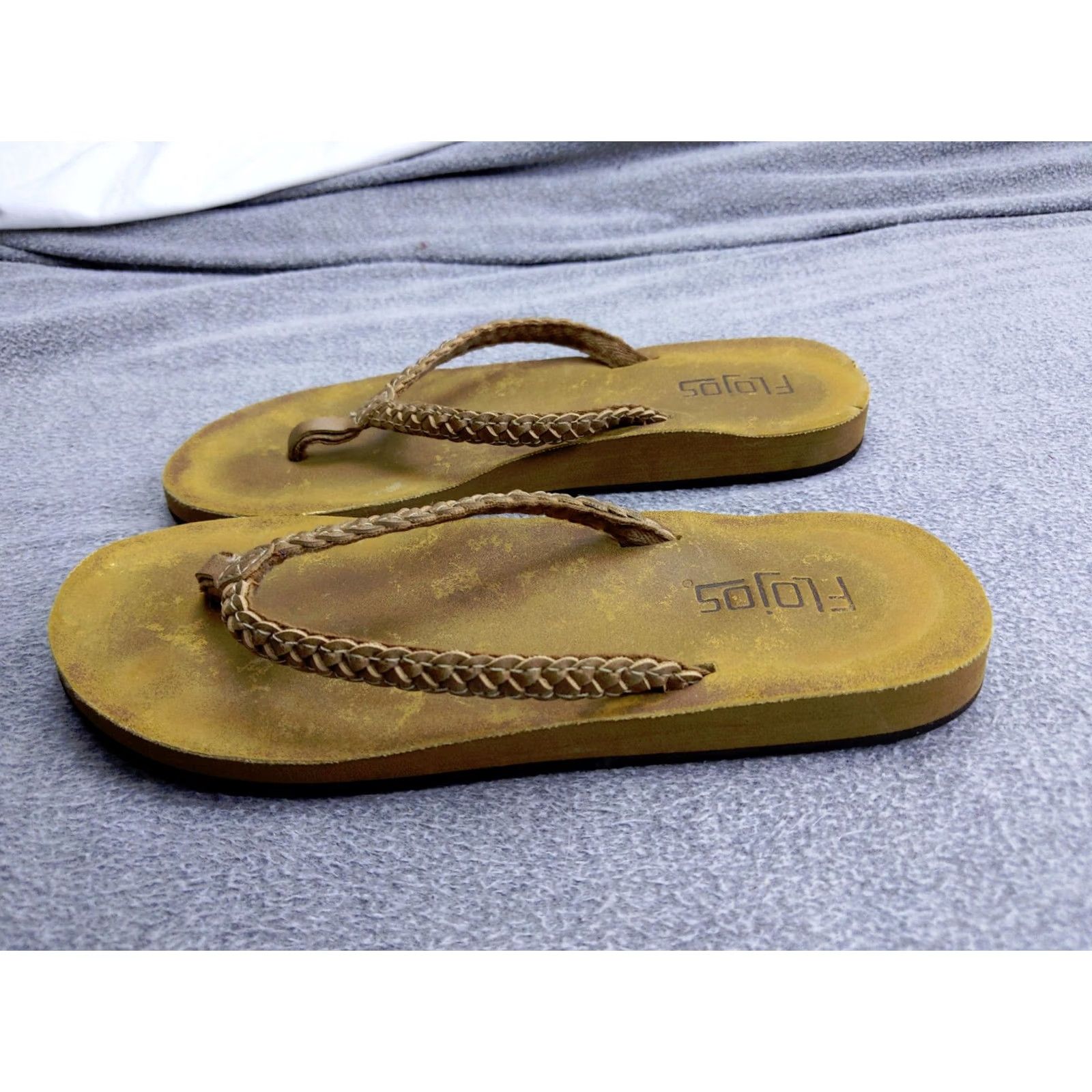 Vintage Flojos Sky Womens 4.5 35 Tan Braided Woven Flip Flops Casual Beach Sandals Size US 5 / IT 35 - 2 Thumbnail