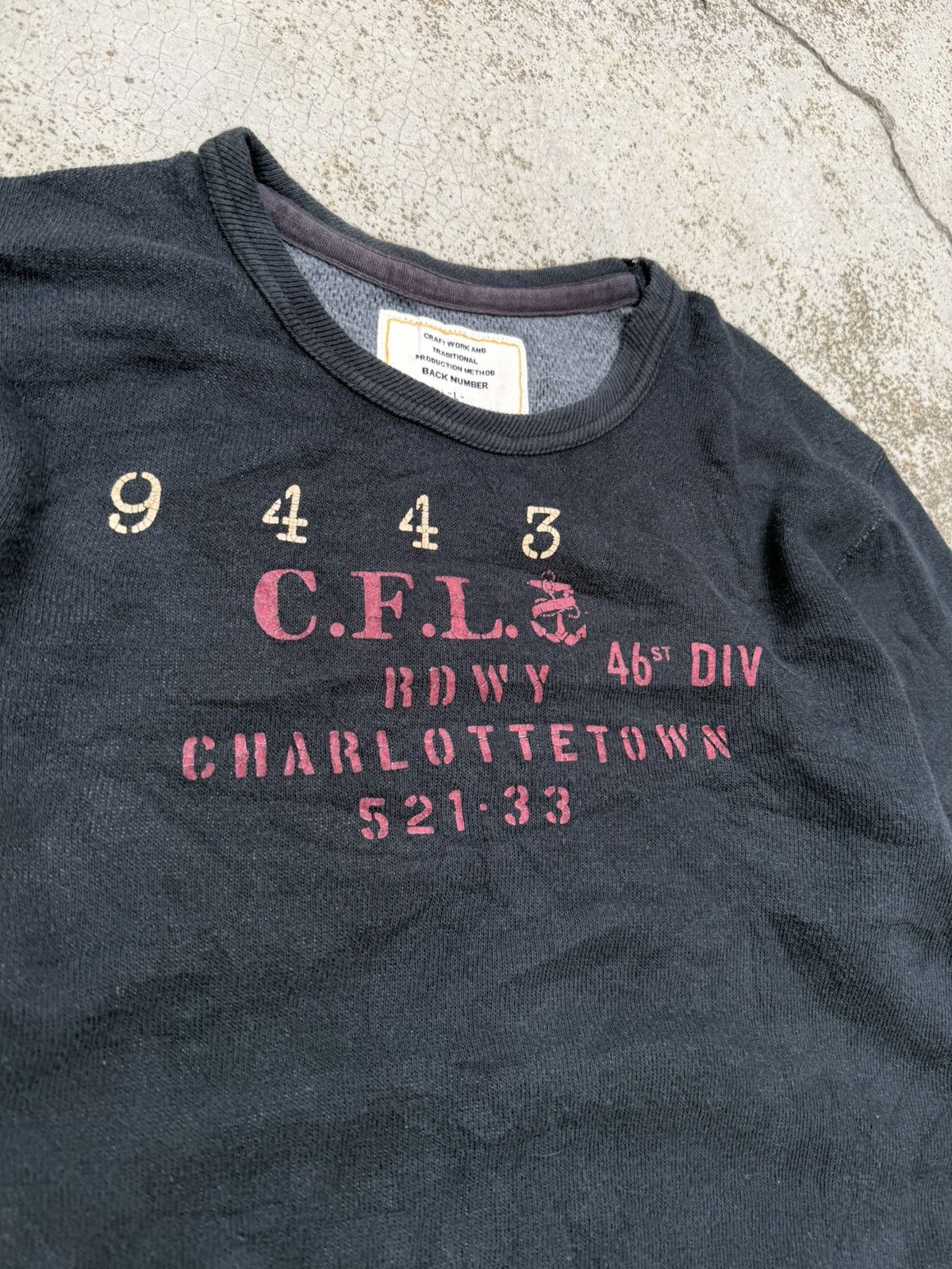 Freewheelers ⚡️Back Number Military Roundneck Sweatshirt - L Size US M / EU 48-50 / 2 - 4 Thumbnail
