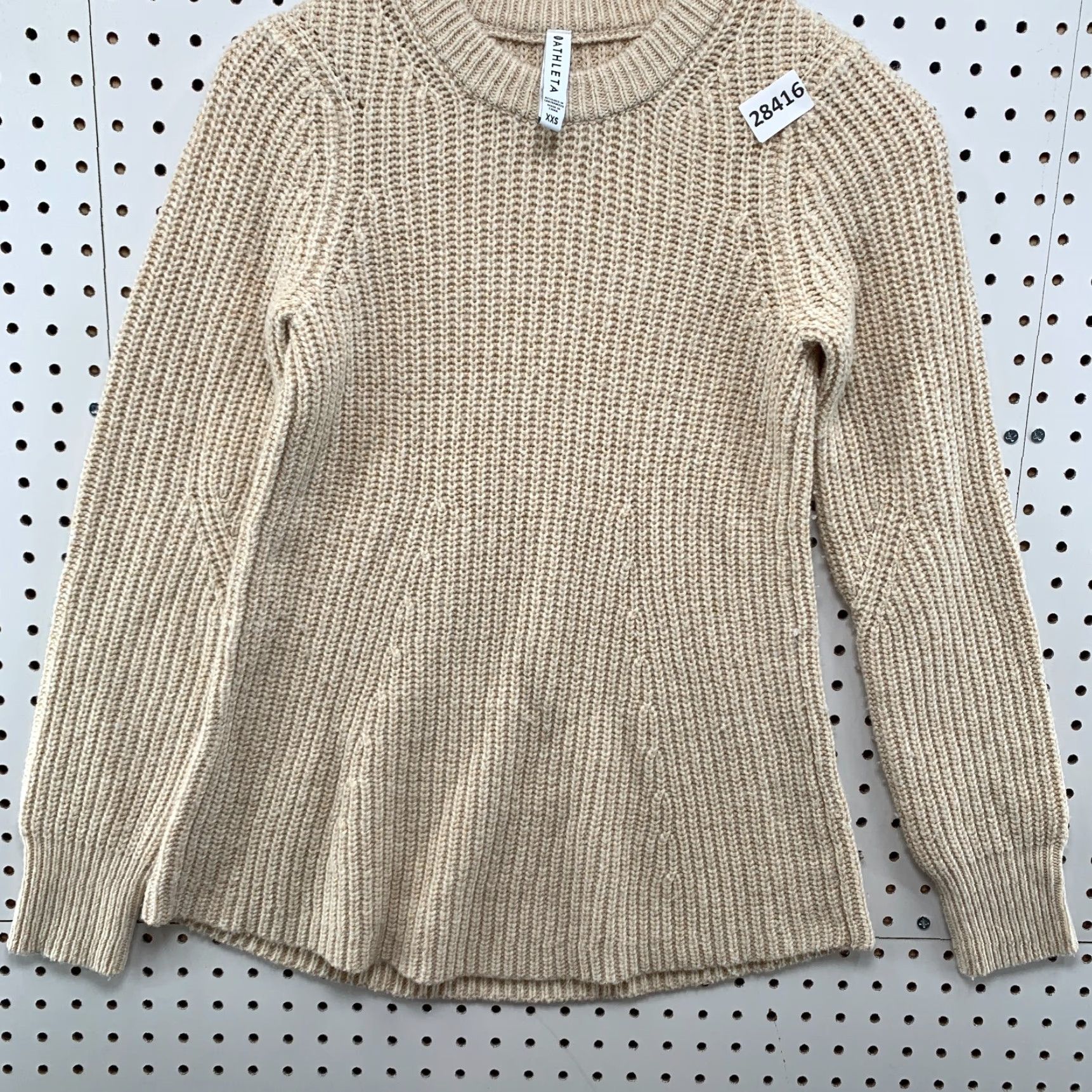 Athleta VINTAGE Athleta Wool Blend Sweater Ivory Waffle Knit Long Sleeve Pullover Womens 2XS Size XXS / US 00 / IT 34 - 6 Thumbnail