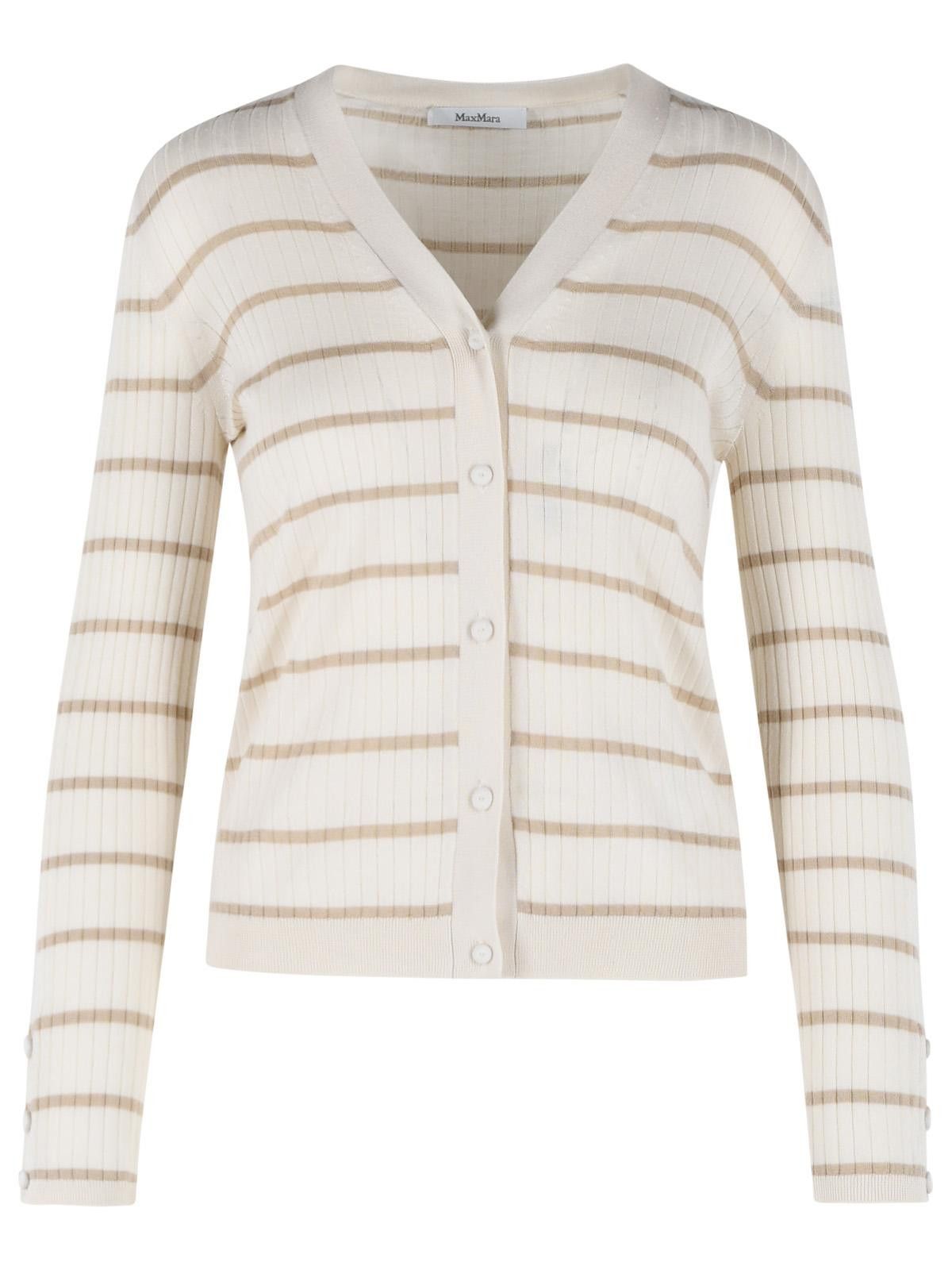 Max Mara MAX MARA 'Pedale' Ivory Cashmere And Silk Cardigan Size L / US 10 / IT 46 - 1 Thumbnail