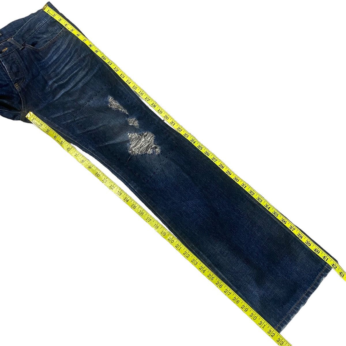 GOSTAR DE FUGA FUGA Coated Oiled Denim Flare Jeans Distressed Size US 32 / EU 48 - 23 Thumbnail