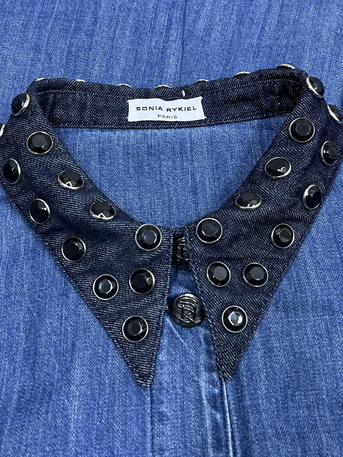Sonia Rykiel Sonia Rykiel Rare SS16 Denim Jacket Rhinestone Oversized XL Size XL / US 12-14 / IT 48-50 - 11 Thumbnail