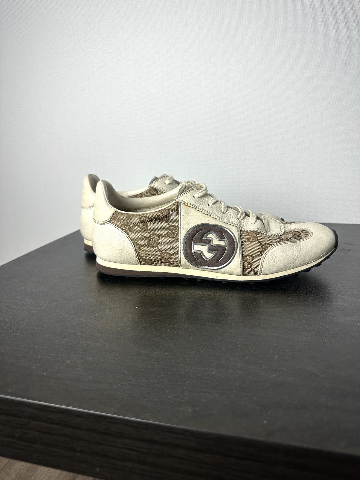 Gucci Gucci Sneakers GG Monogram Leather Canvas Beige US 6.5 Size US 6.5 / IT 36.5 - 6 Thumbnail