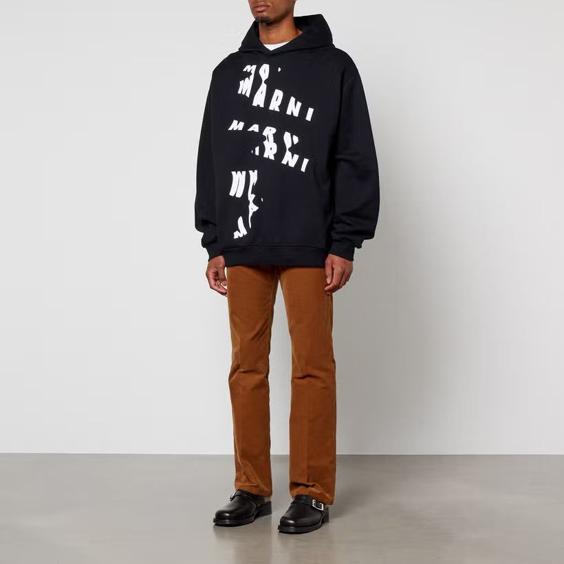 Marni o1y0225 Logo Hoodie in White/Black Size US M / EU 48-50 / 2 - 4 Thumbnail