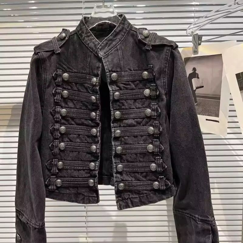 Japanese Brand Retro Military Inspired Denim Jacket Bold Structured Size US S / EU 44-46 / 1 - 3 Thumbnail