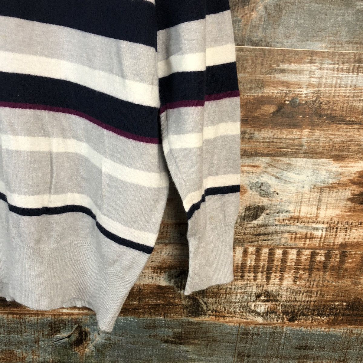 Homespun Knitwear × Japanese Brand × Solid and Striped Cinema Club Grey stripe Knitwear #A1543 Size L / US 10 / IT 46 - 8 Thumbnail