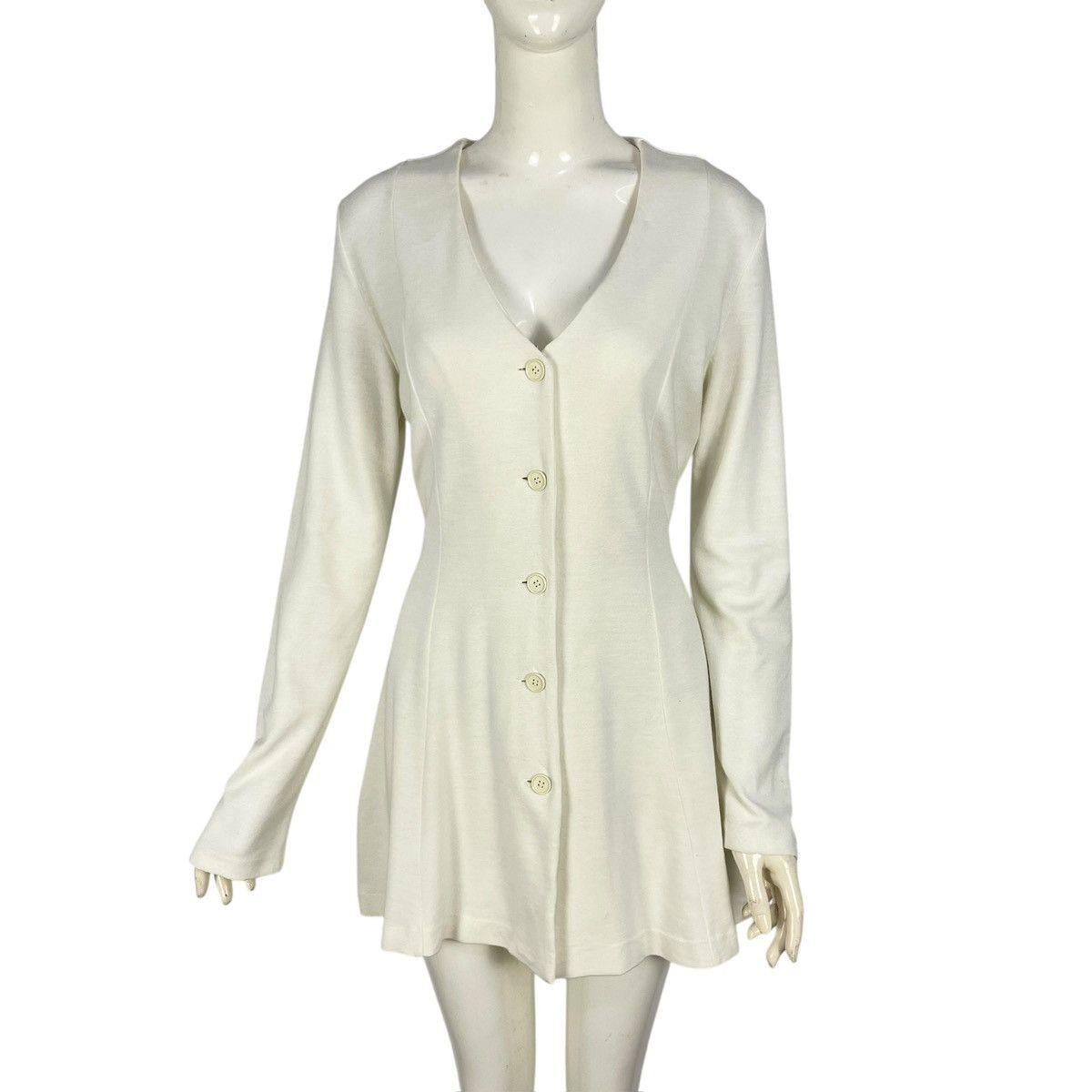 Norma Kamali Vintage 90s Norma Kamali Dress Long Sleeve Button Cardigan Size S / US 4 / IT 40 - 3 Thumbnail