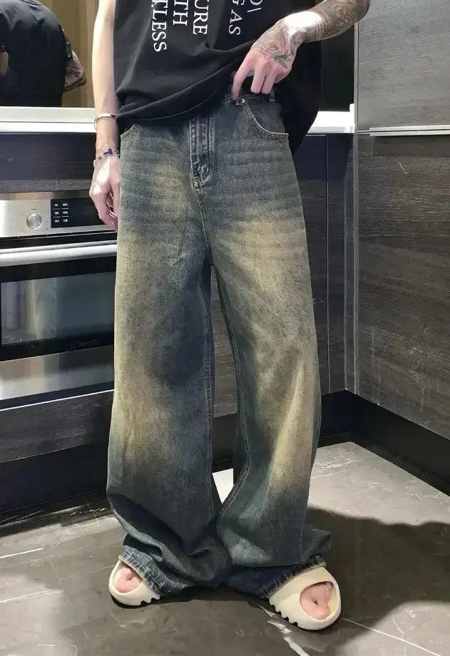 Japanese Brand Men Vintage Washed Wide-leg Jean Size US 32 / EU 48 - 1 Thumbnail