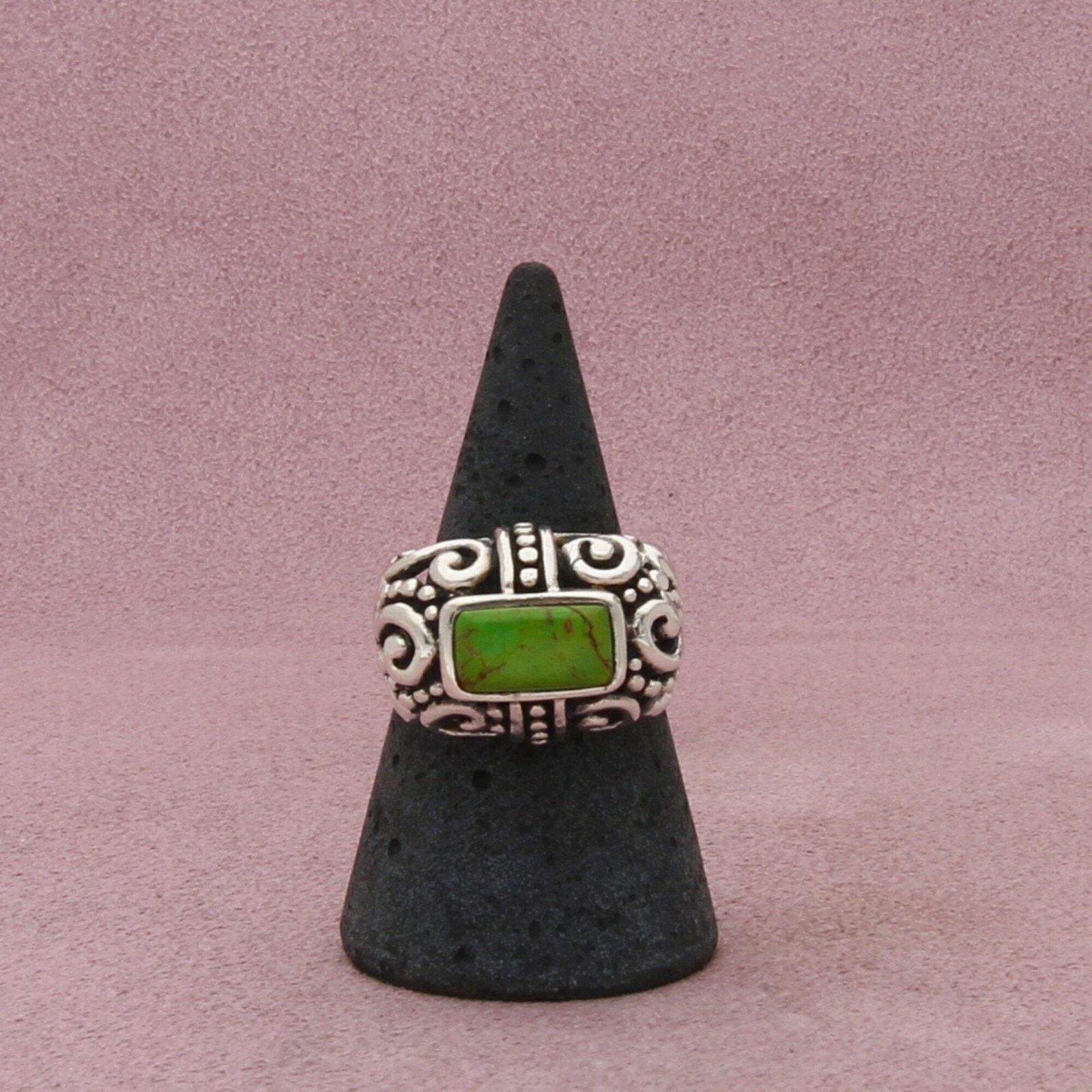 Sterling Silver sterling silver chunky gaspeite scroll ring size 7.75 Size ONE SIZE - 1 Thumbnail