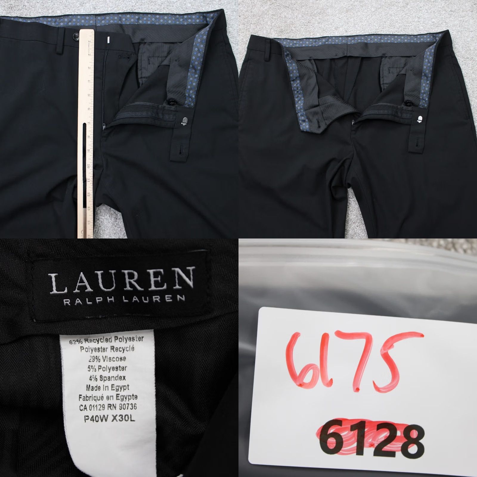 Ralph Lauren LAUREN Ralph Lauren Pants Mens 40x30 Black Flat Front Polyester/Viscose Stretch Dress Pants Size US 40 / EU 56 - 8 Thumbnail