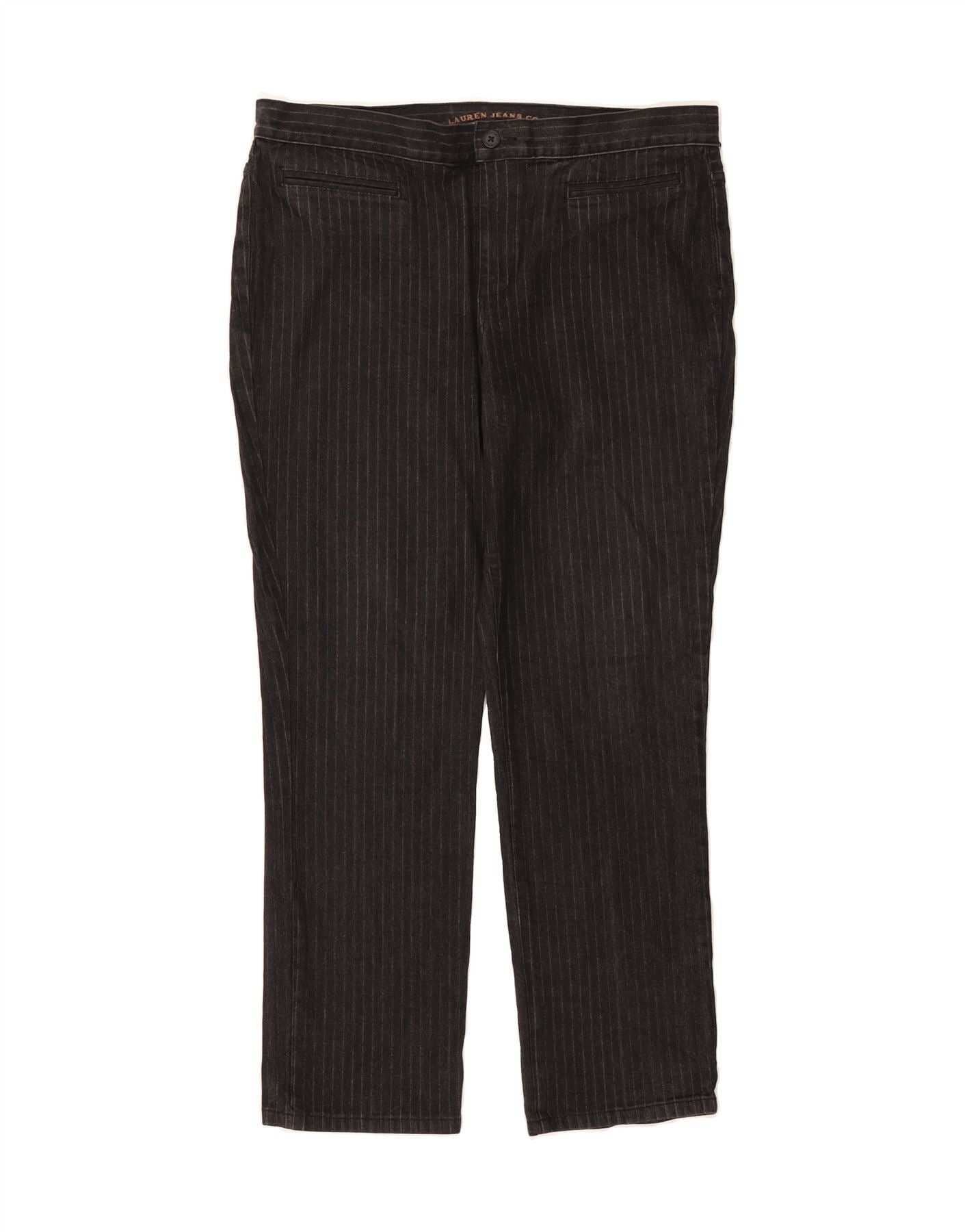 Ralph Lauren Womens Casual Trousers US 14 XL W36 L29 Black Striped Size 32" / US 10 / IT 46 - 1 Thumbnail