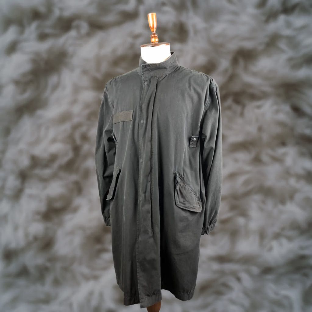 Allsaints AllSaints Coat Trench Black Cotton Men M Casual Long Coat with Side Pockets Adjustable Cuffs Waist Drawstring - Mens Size US M / EU 48-50 / 2 - 1 Thumbnail