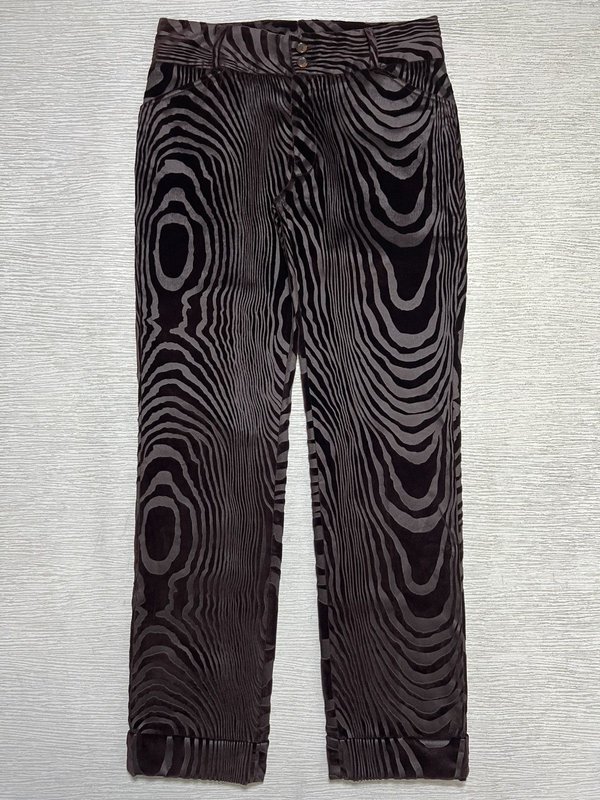 Dolce & Gabbana Dolce & Gabbana - Wood Pattern Allover Print Velvet Trouser Size US 30 / EU 46 - 1 Thumbnail