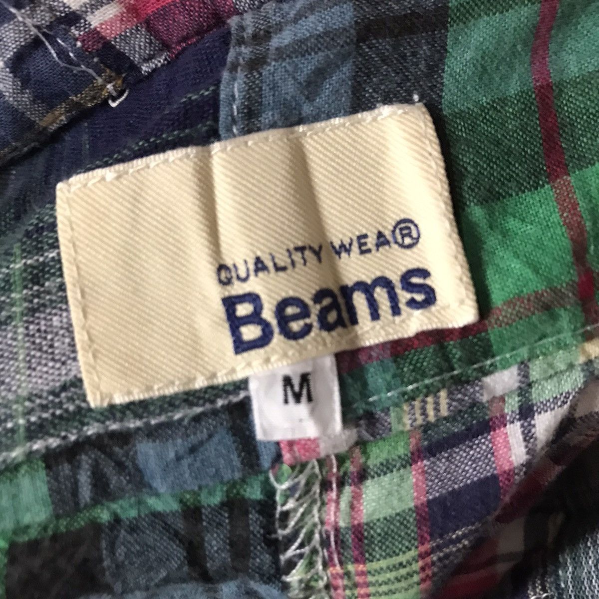 Beams Plus Vintage Beams Patchwork madrass military Shirt Union green Size US M / EU 48-50 / 2 - 11 Thumbnail