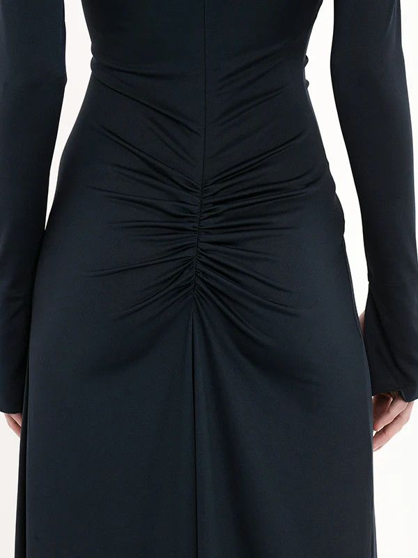 Victoria Beckham o1mle0525 Ruched Detail Gown in Midnight Blue Size M / US 6-8 / IT 42-44 - 5 Thumbnail