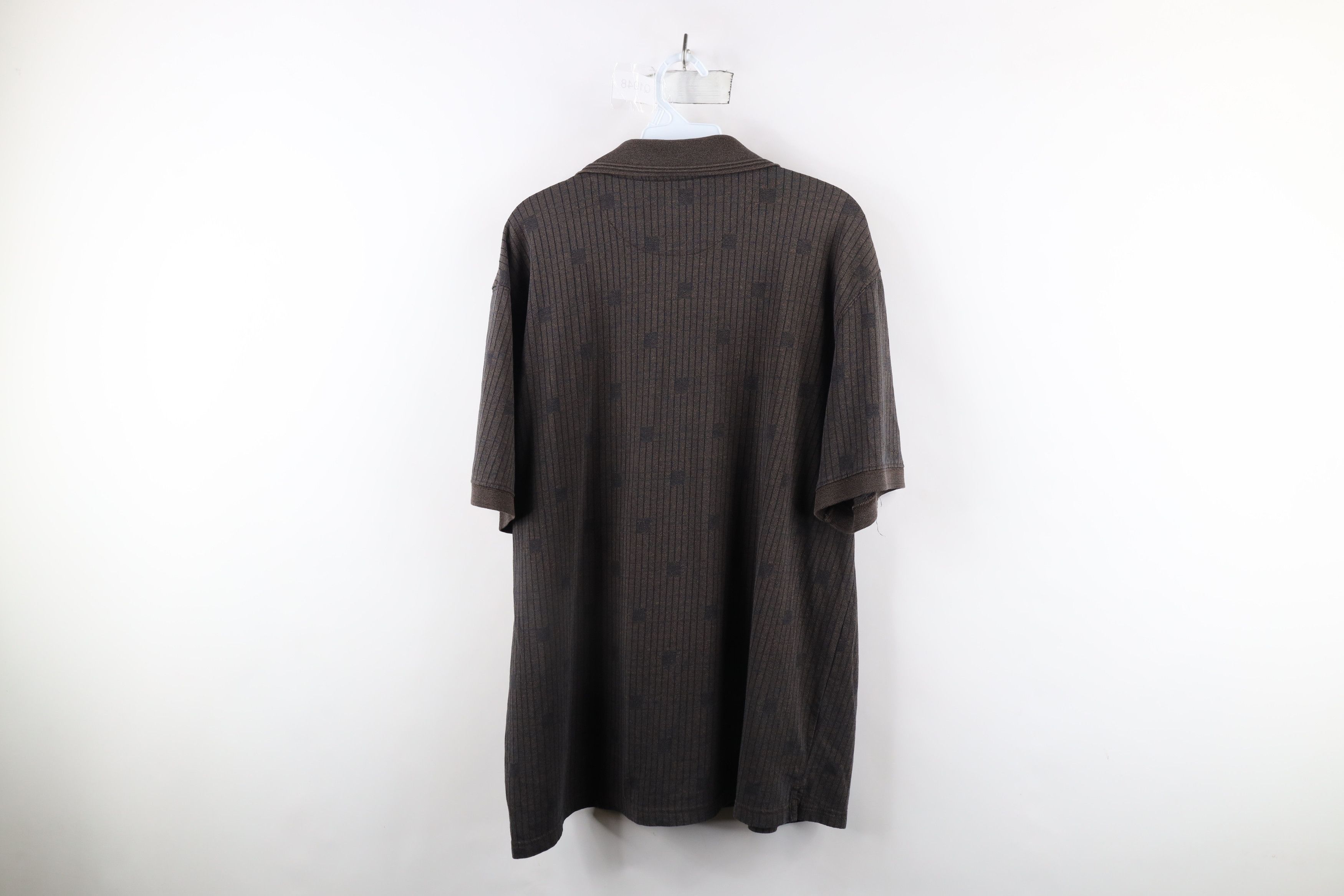 Vintage Vintage 90s Streetwear Geometric Knit Polo Shirt Brown Size US L / EU 52-54 / 3 - 7 Thumbnail