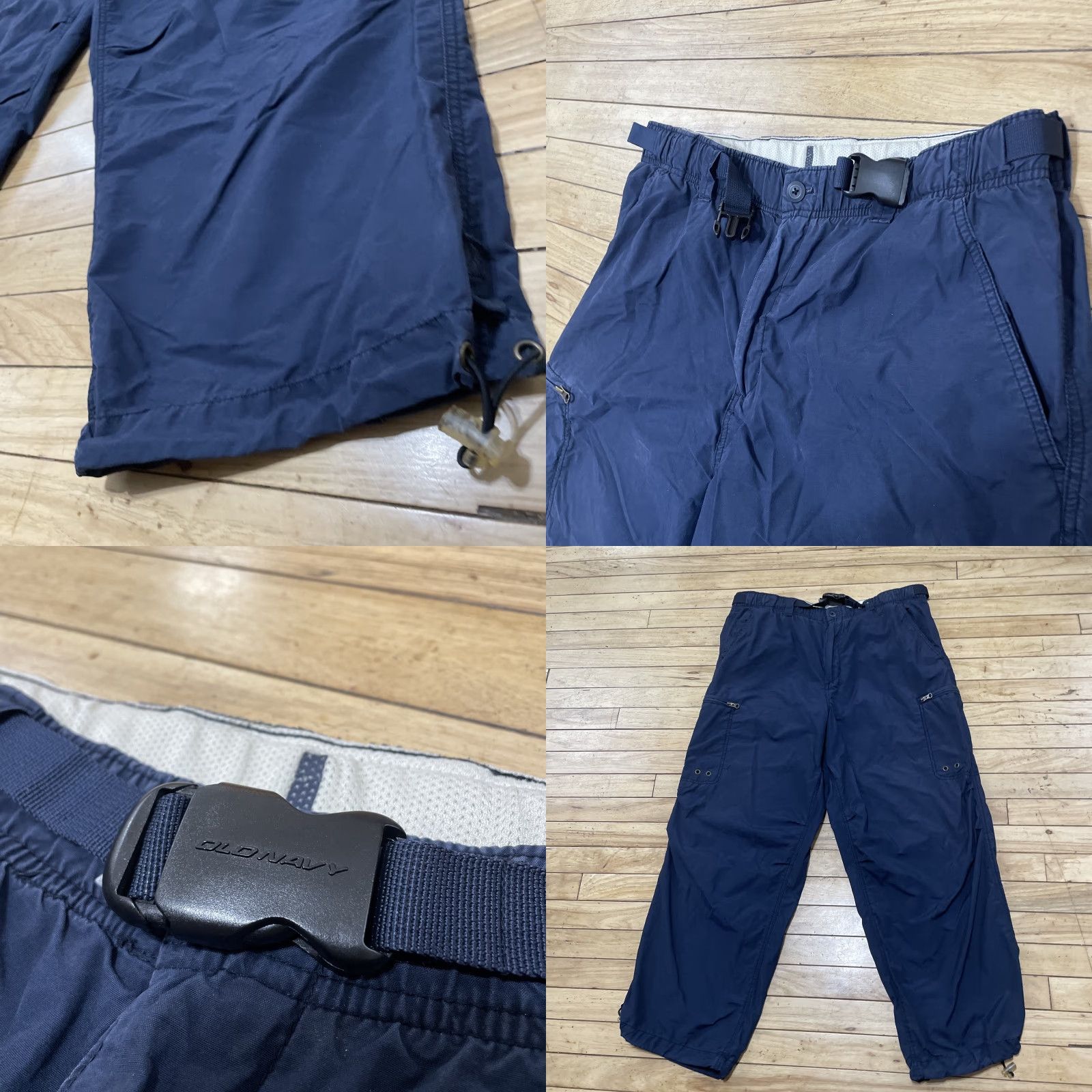 Old Navy VINTAGE Old Navy Brand vtg Y2k Cargo Pants Men L Baggy Paratrooper Navy Blue Belted Zip Pockets Tech 38x29 Size US 33 - 11 Thumbnail