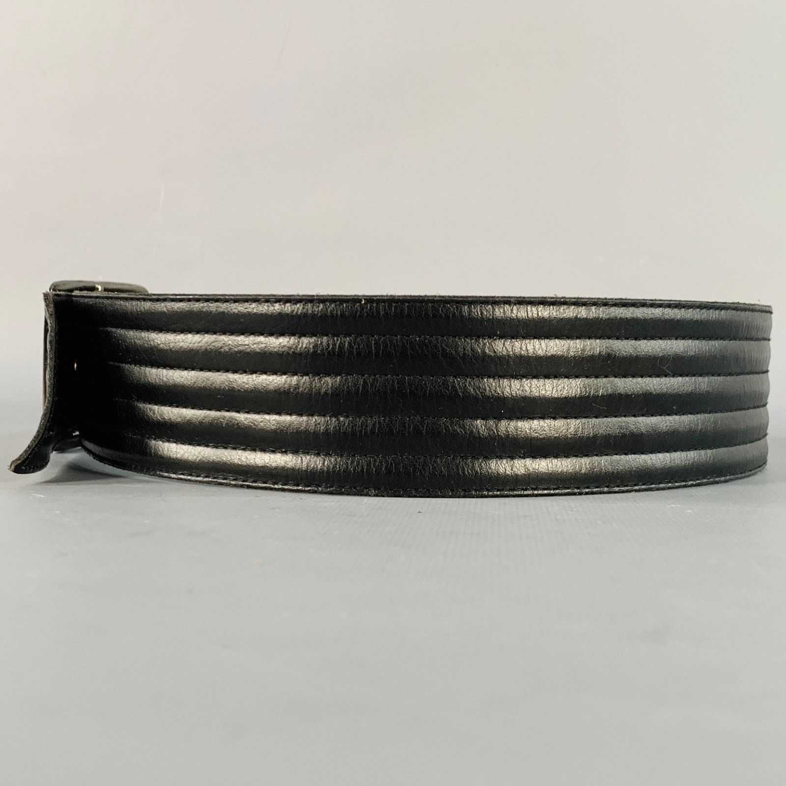 Yves Saint Laurent YVES SAINT LAURENT Size M Black Quilted Leather Belt Size ONE SIZE - 4 Thumbnail