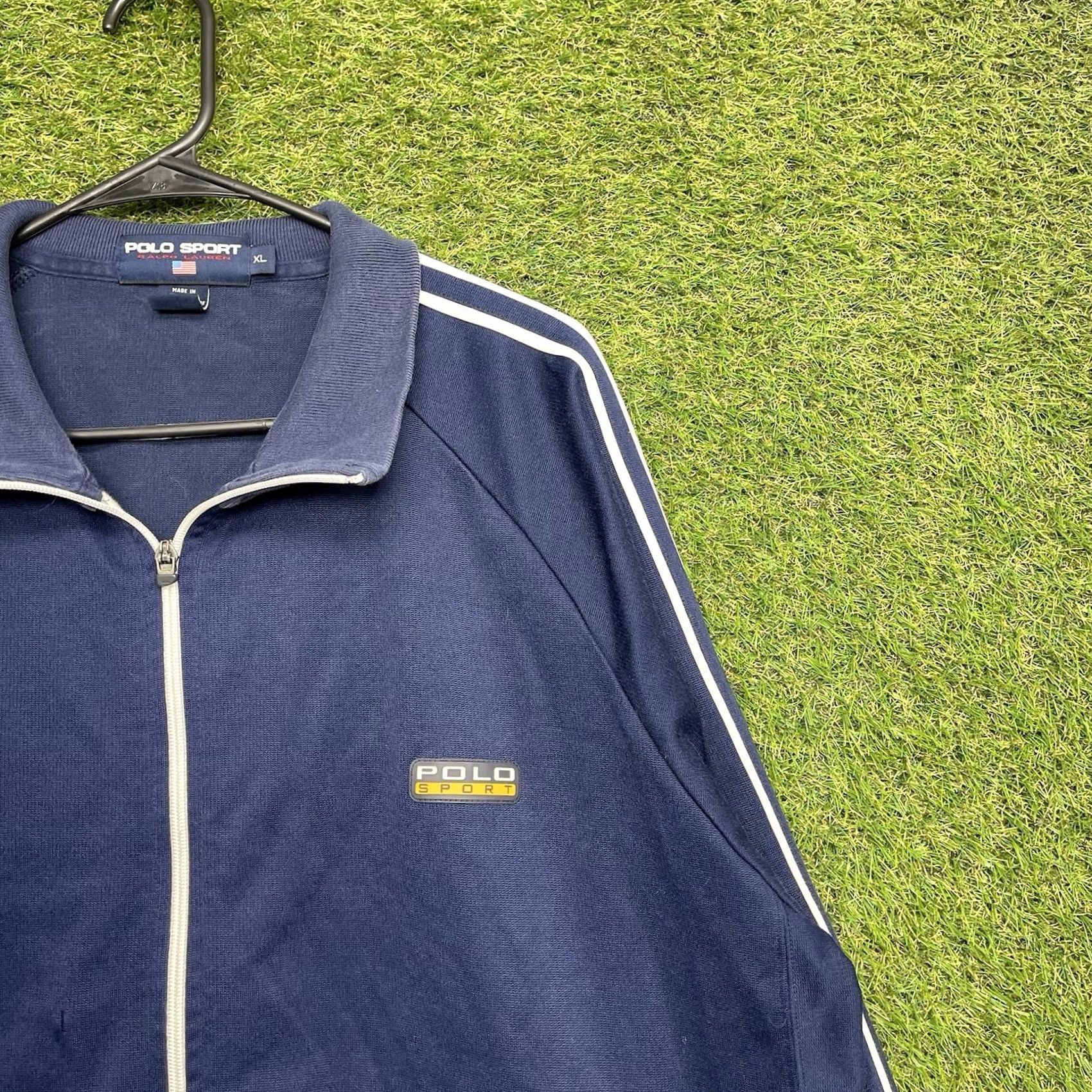 Polo Ralph Lauren Polo Ralph Lauren Track Jacket Mens XL Sport Performance Navy Blue Stripe RL y2k Size US XL / EU 56 / 4 - 2 Thumbnail