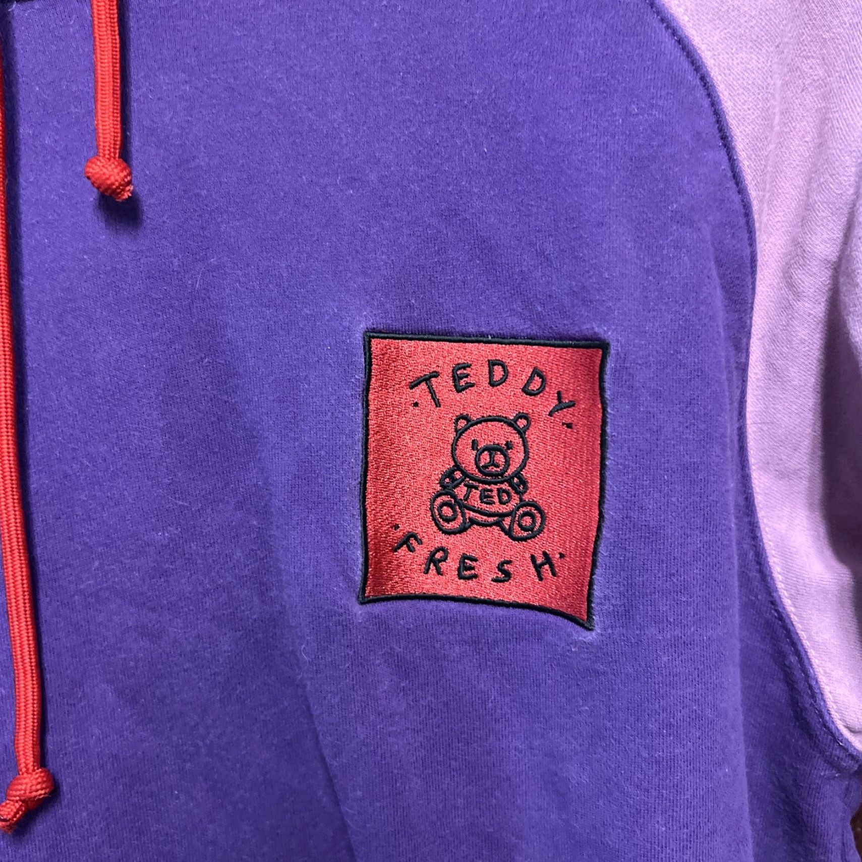 Teddy Fresh Teddy Fresh Hoodie Color Block Purple Red Pullover Sweatshirt Mens M Size US M / EU 48-50 / 2 - 2 Thumbnail