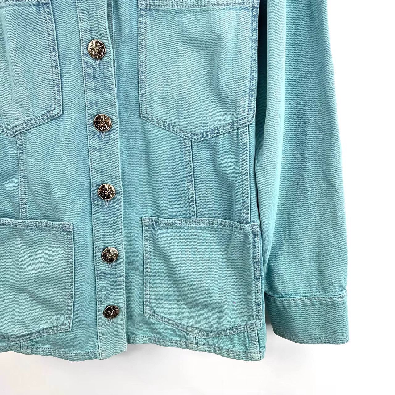 Chanel Chanel Blue Camellia Brooch Denim Jacket K12 Size XXS / US 00 / IT 34 - 4 Thumbnail