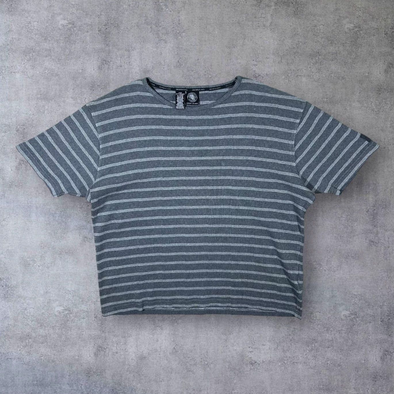 DKNY VINTAGE DKNY Jeans Grey Striped Cotton Short Sleeve T-Shirt XL Mens Size US XL / EU 56 / 4 - 2 Thumbnail