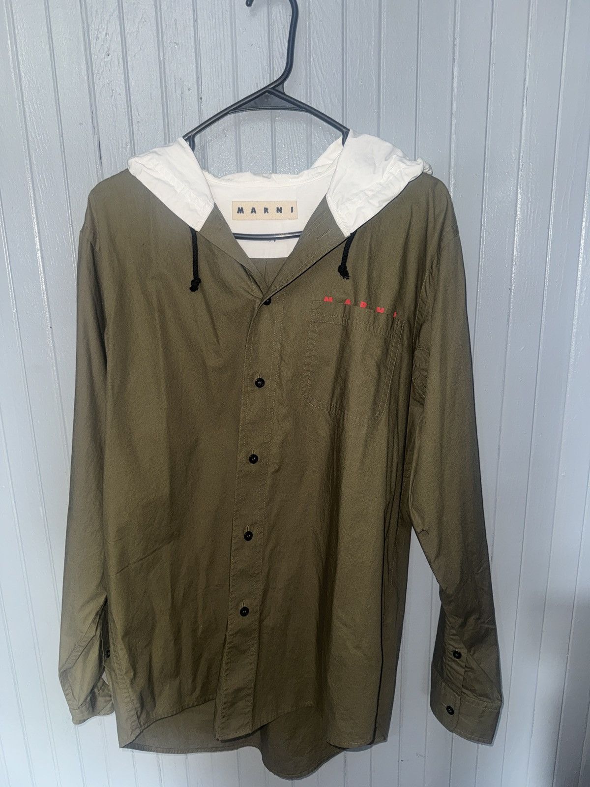 Marni Marni Hooded Shirt – Olive Green (Size 46) Size US L / EU 52-54 / 3 - 7 Thumbnail
