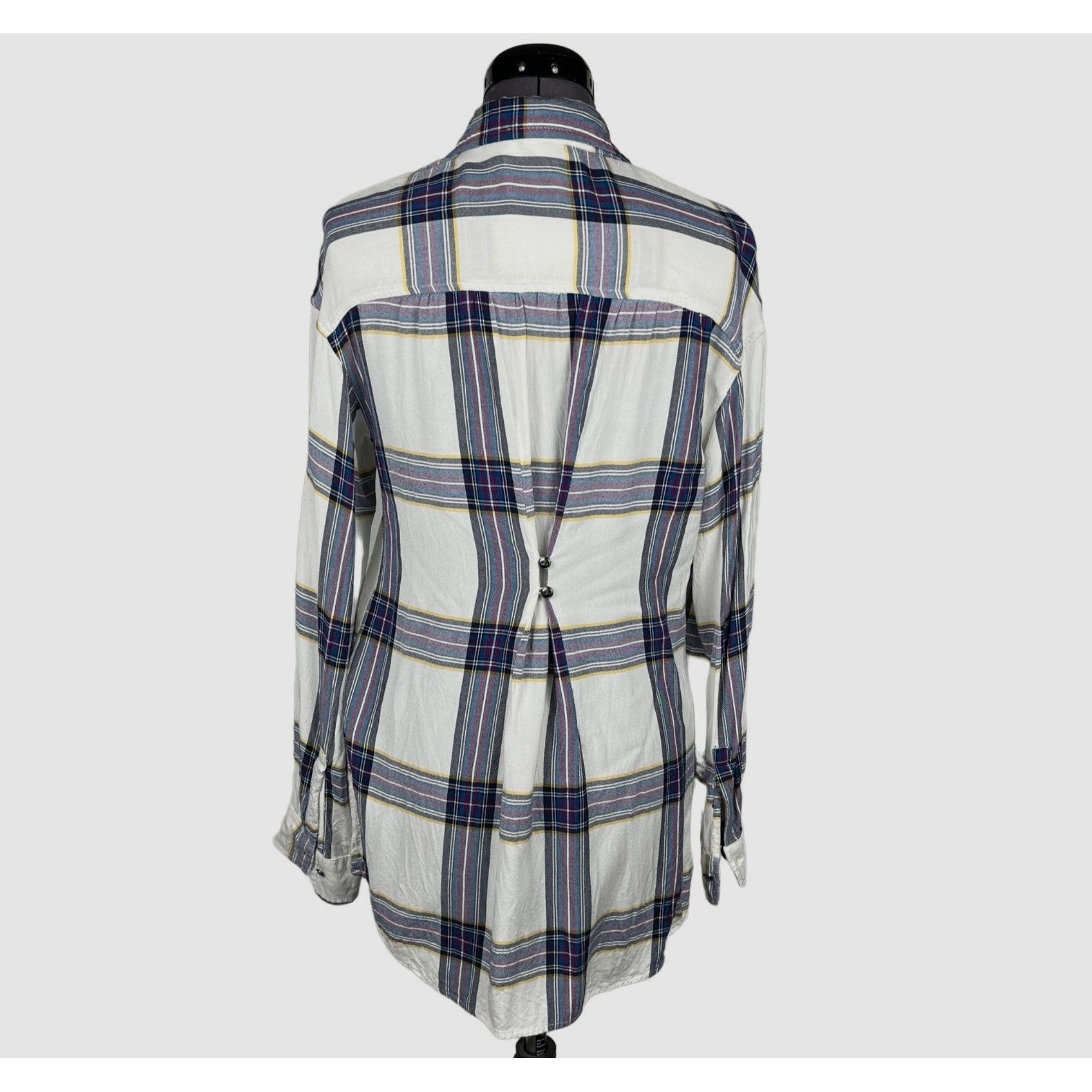 Other Cato Plaid Button-Front Shirt Cinched-Back Long-Sleeve Casua Size S / US 4 / IT 40 - 4 Thumbnail