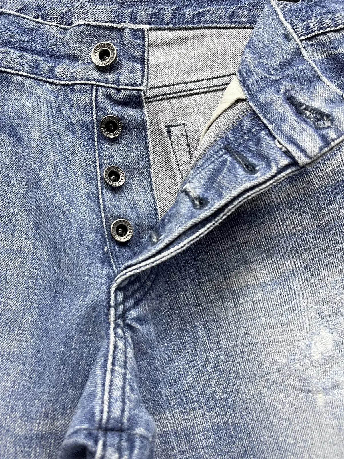 5351 POUR LES HOMMES × ABAHOUSE × Designer STEALS💥VINTAGE 5351 HOMMES Distressed Spliced Studded Flare Size US 31 - 14 Thumbnail